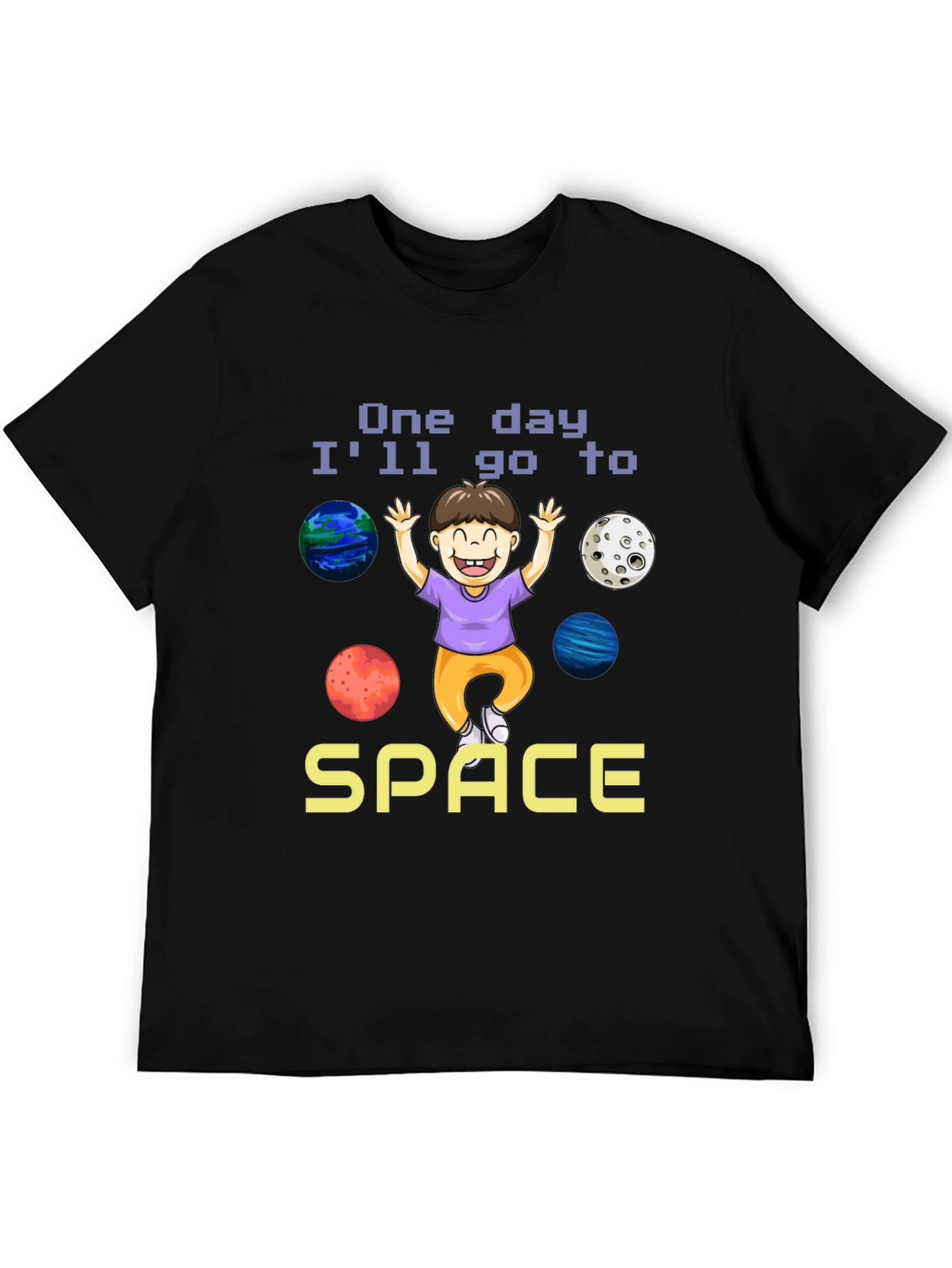 Black One Day I'll Go to Space T-Shirt view 5