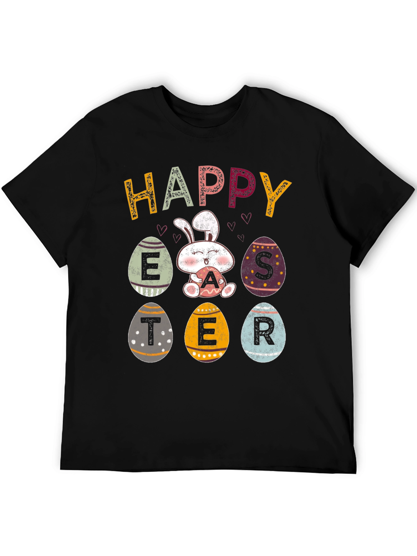 Black Happy Easter Bunny Egg T-Shirt view 5