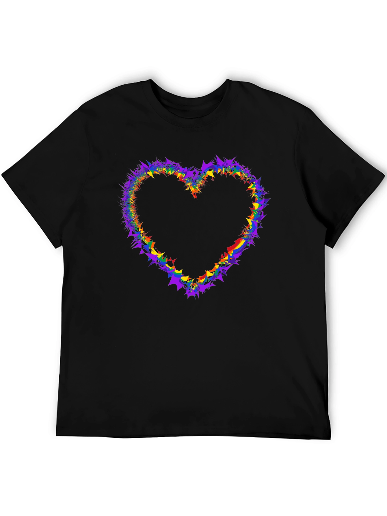 Black Rainbow Heart Graphic Tee - Black Cotton view 5