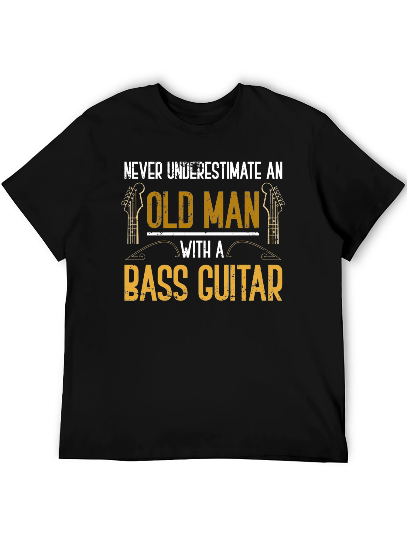Black Old Man Bass Guitar T-Shirt - Musician Gift view 5