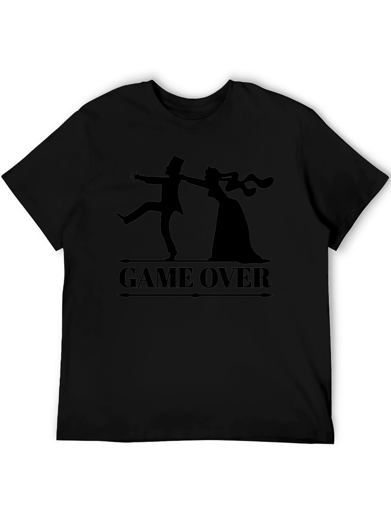 Game Over Bride & Groom Black T-Shirt - 5