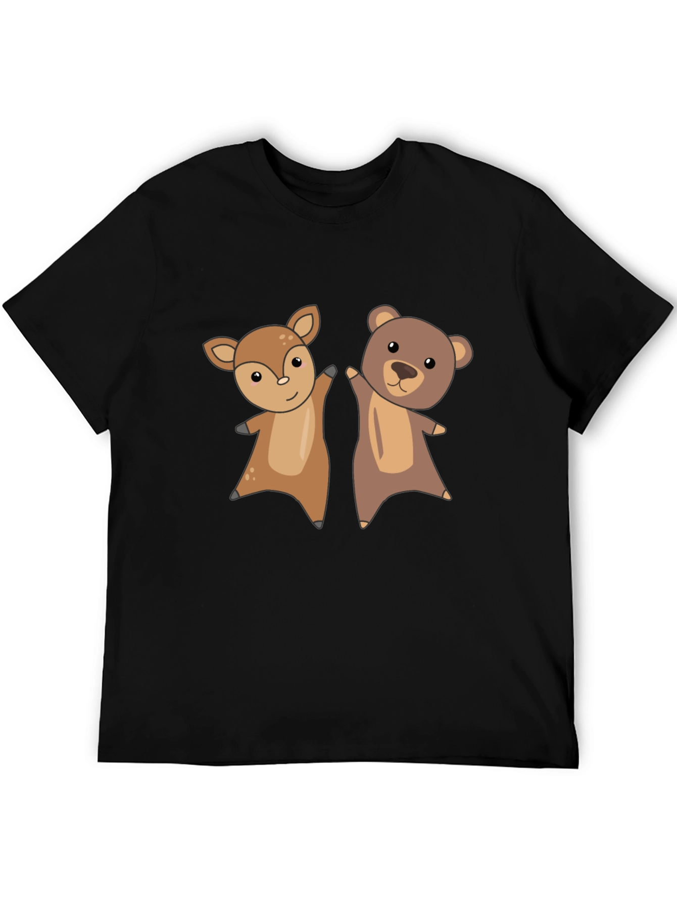 Black Cute Animal Cartoon Graphic T-Shirt view 5
