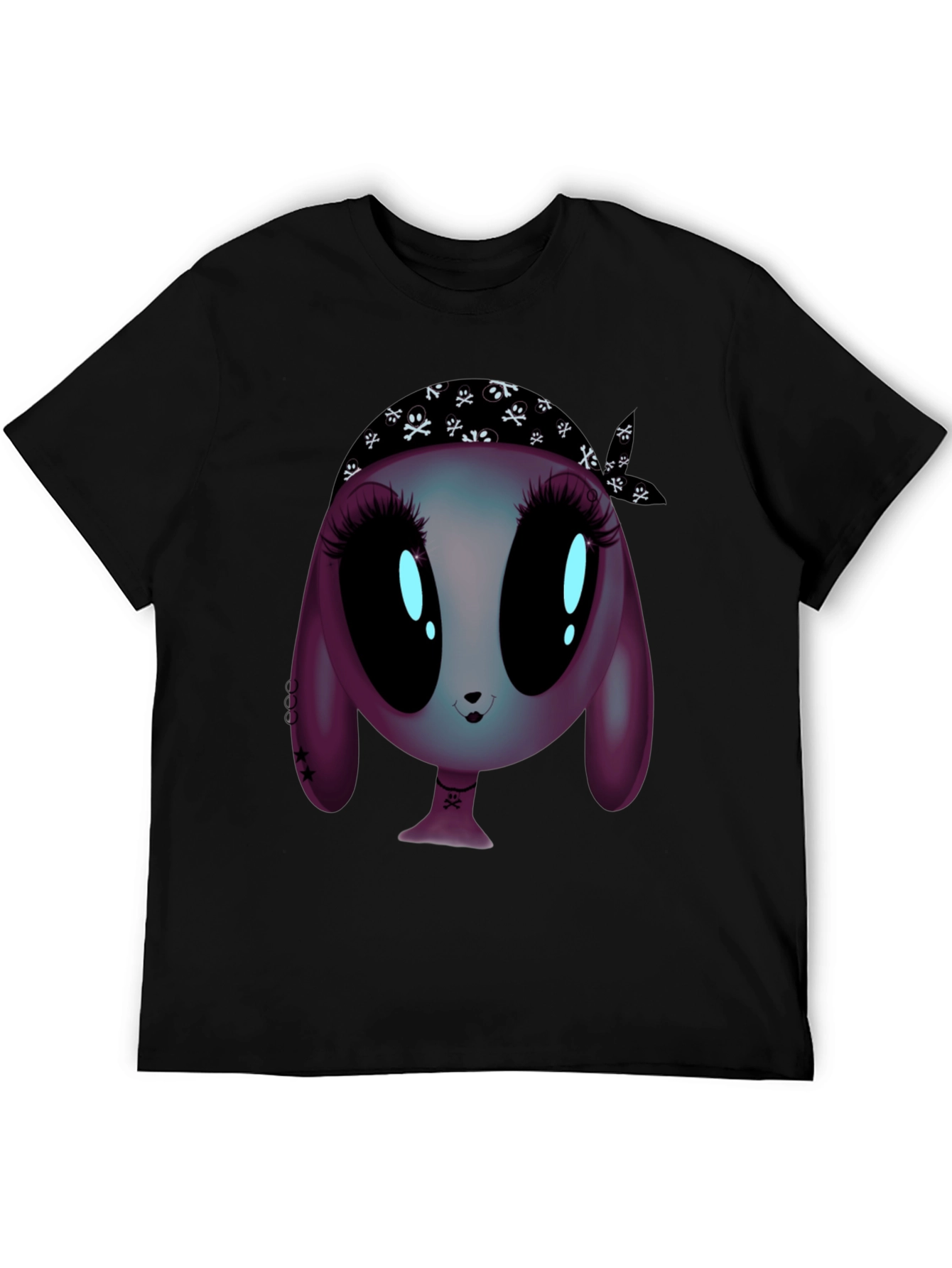 Black Alien Cartoon Graphic Tee - Unisex Black T-Shirt view 5