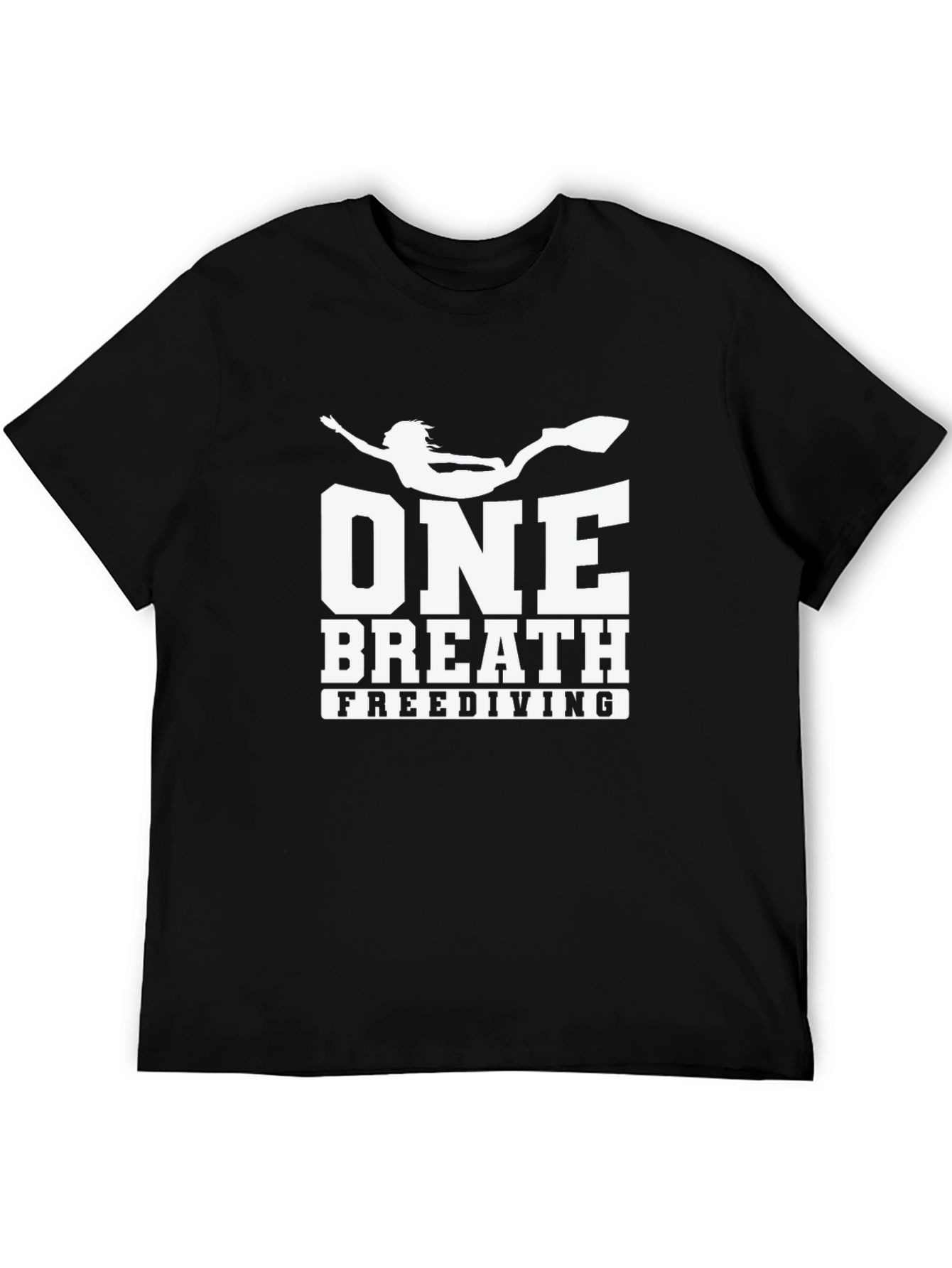 Black One Breath Freediving T-Shirt, Black Cotton Tee view 5
