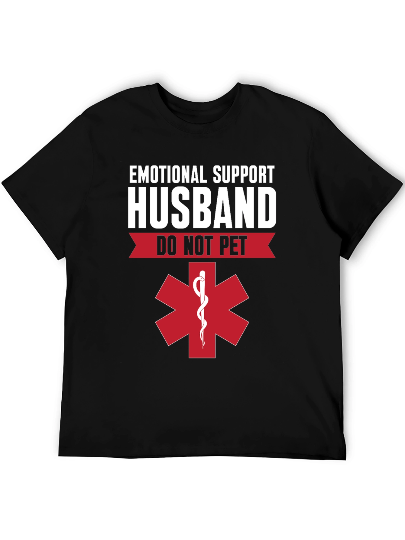 Black Emotional Support Husband T-Shirt - Do Not Pet view 5