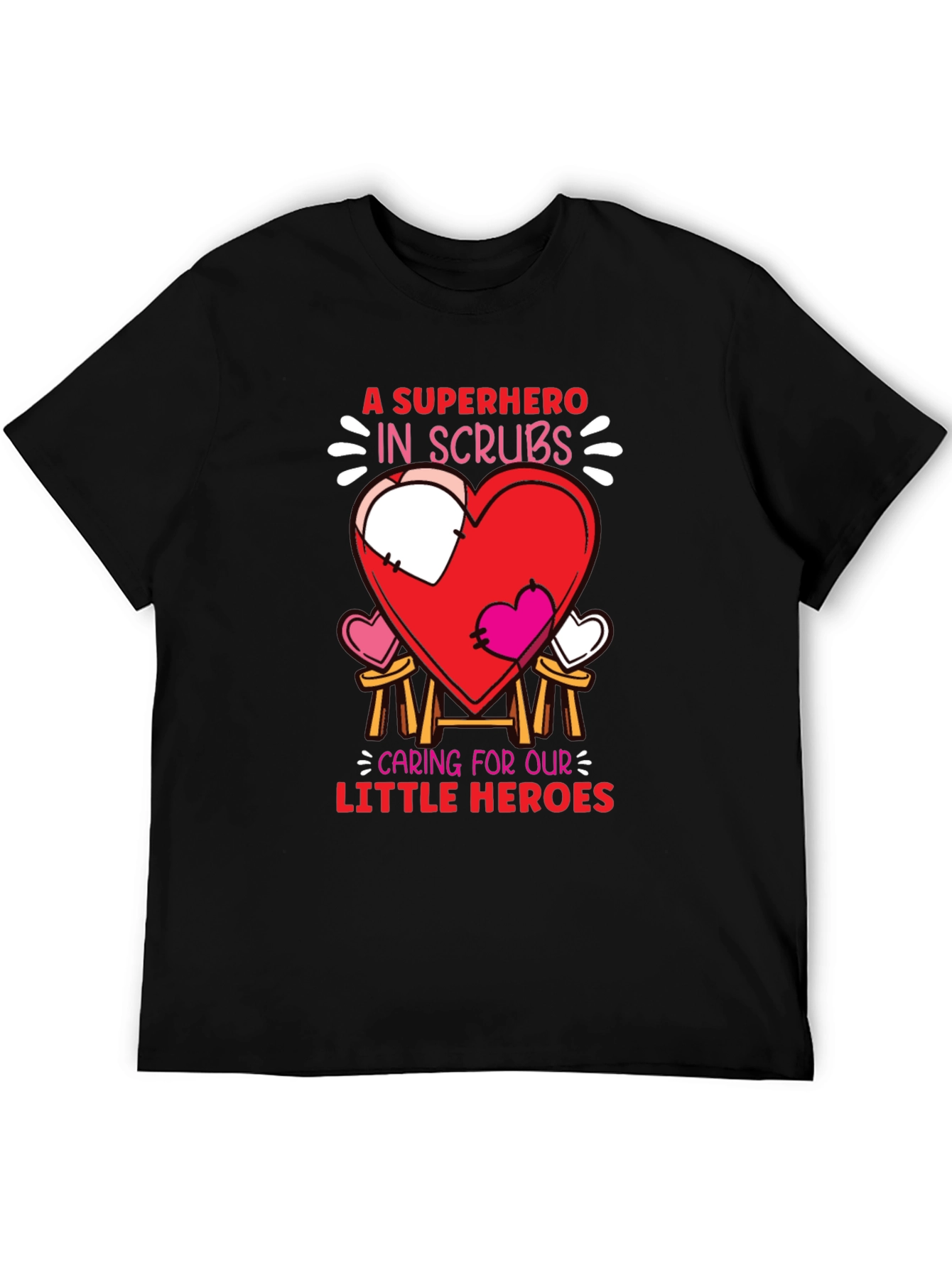 Black Superhero in Scrubs Graphic T-Shirt view 5