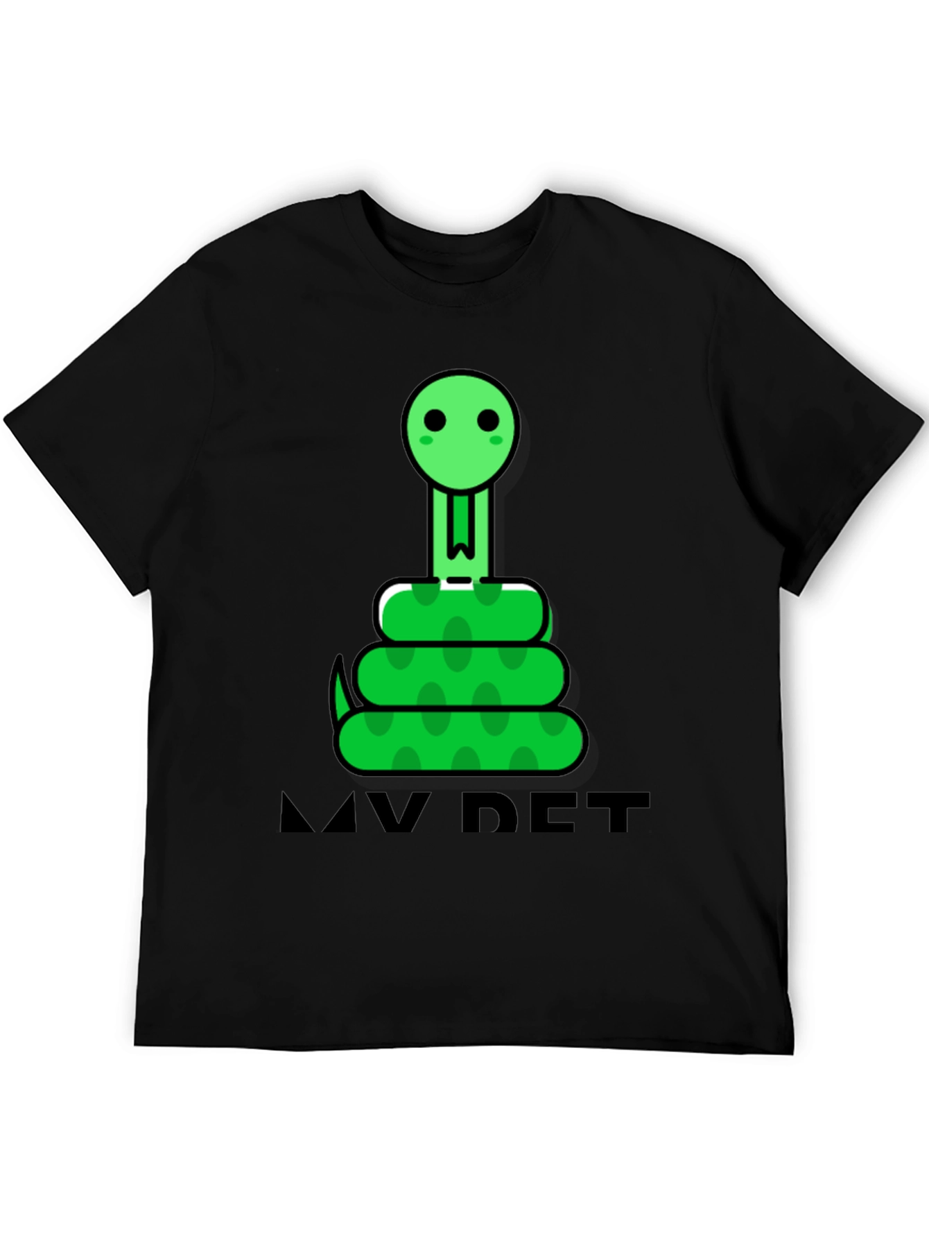Black Cute Cartoon Snake Graphic Tee - "My Pet" view 5