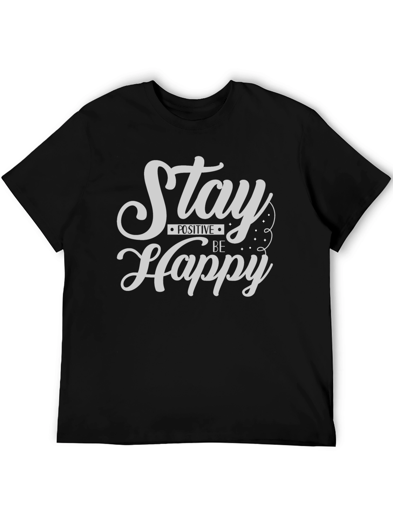 Black Stay Positive Be Happy Graphic Tee - Black view 5