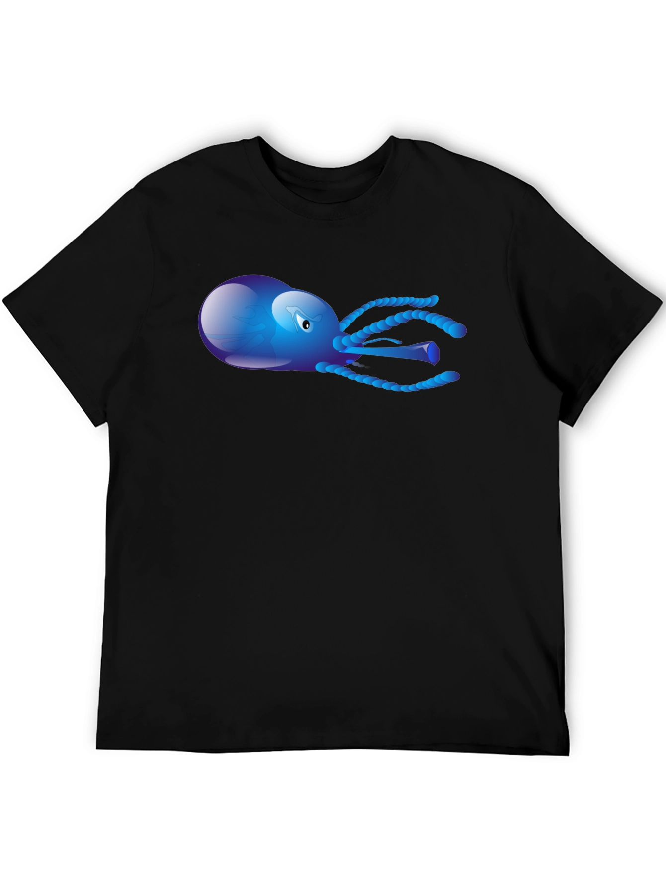 Black Blue Octopus Graphic Tee - Men's Black T-Shirt view 5