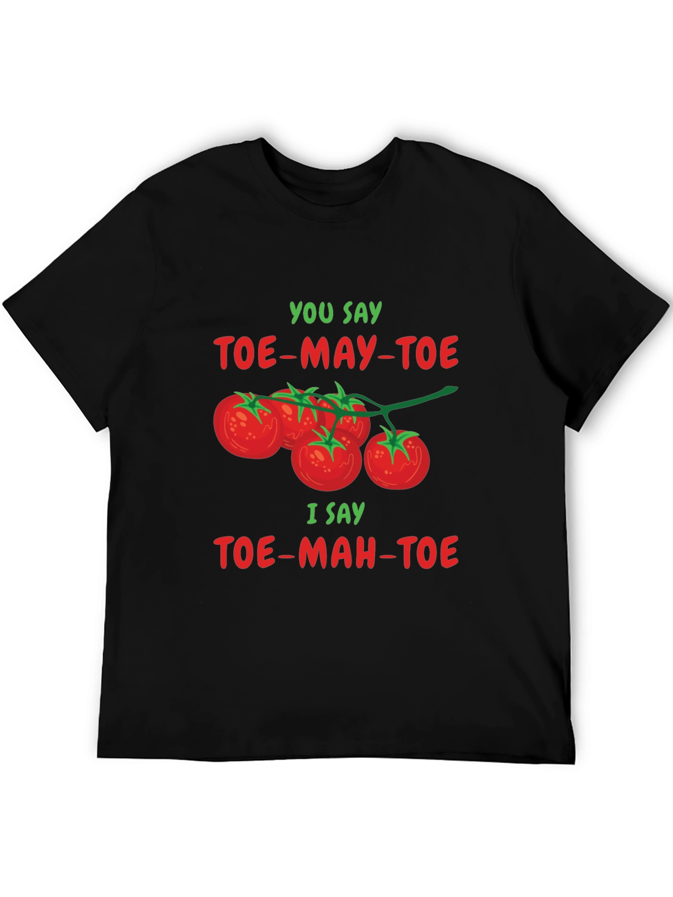 Black Tomato Pun T-Shirt: Toe-may-toe Toe-mah-toe Tee view 5