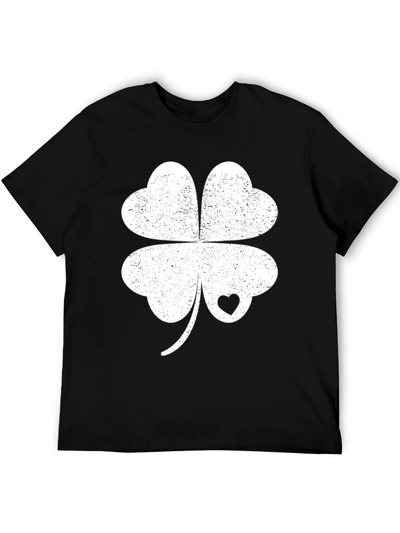 Black Lucky Four Leaf Clover T-Shirt - St. Patrick's Day Tee view 5