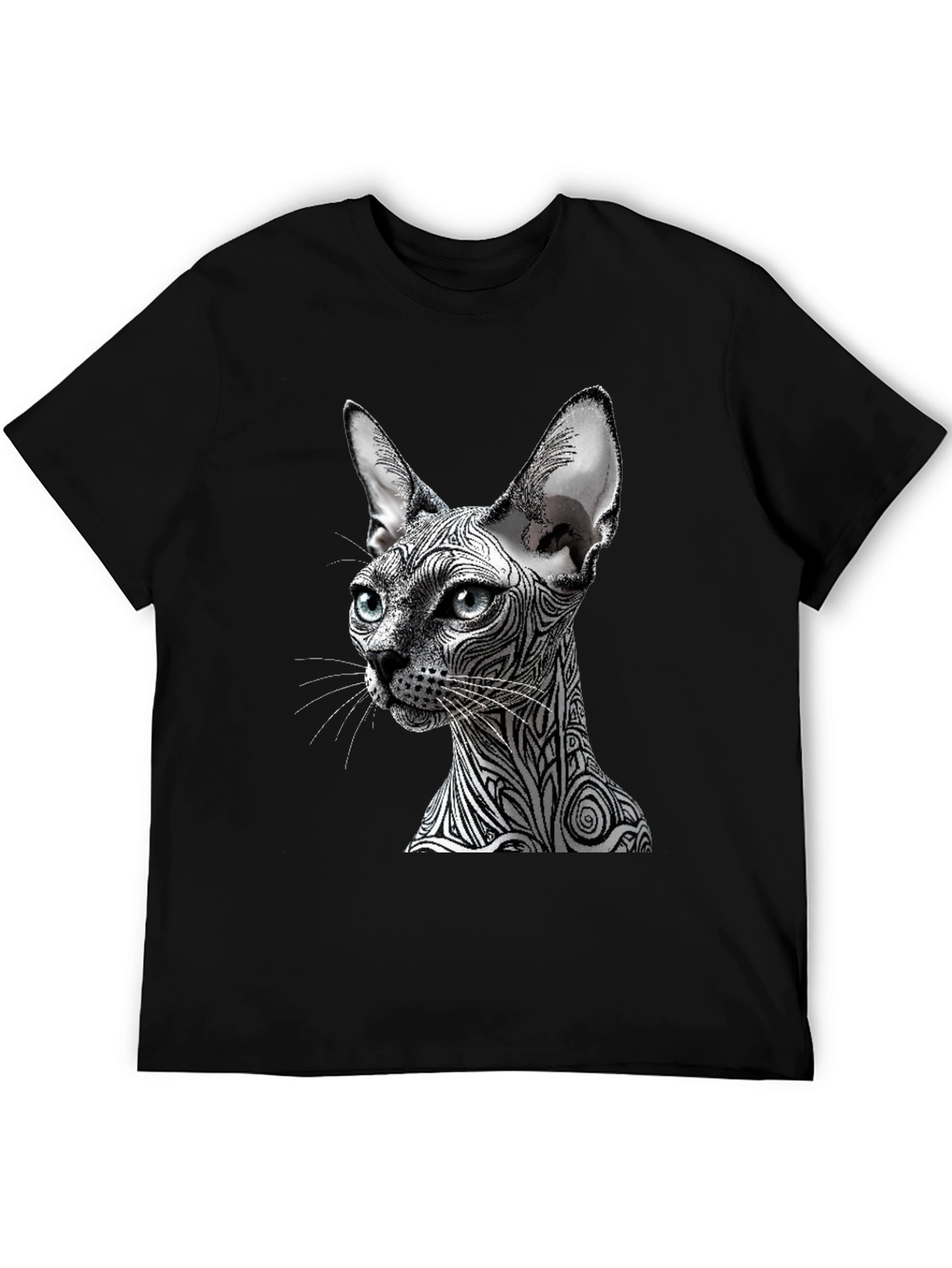 Black Unique Cat Graphic T-Shirt - Stylish Black Tee view 5