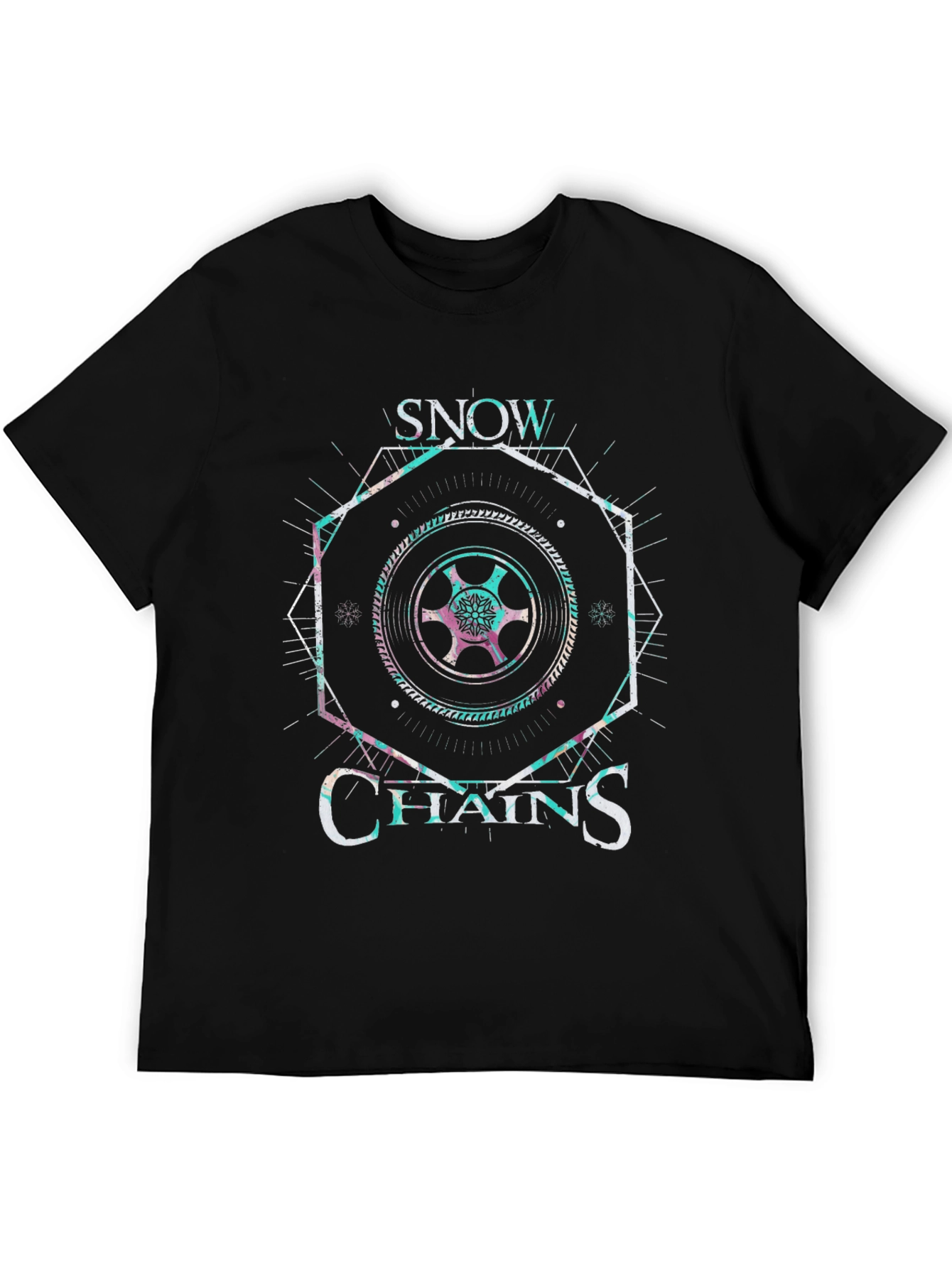 Black Snow Chains Graphic Tee - Unique Design, Comfortable Fit view 5