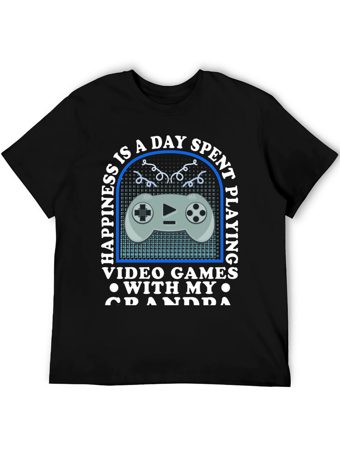 Black Gaming Grandpa T-Shirt - Happiness is a Day Spent Playing view 5