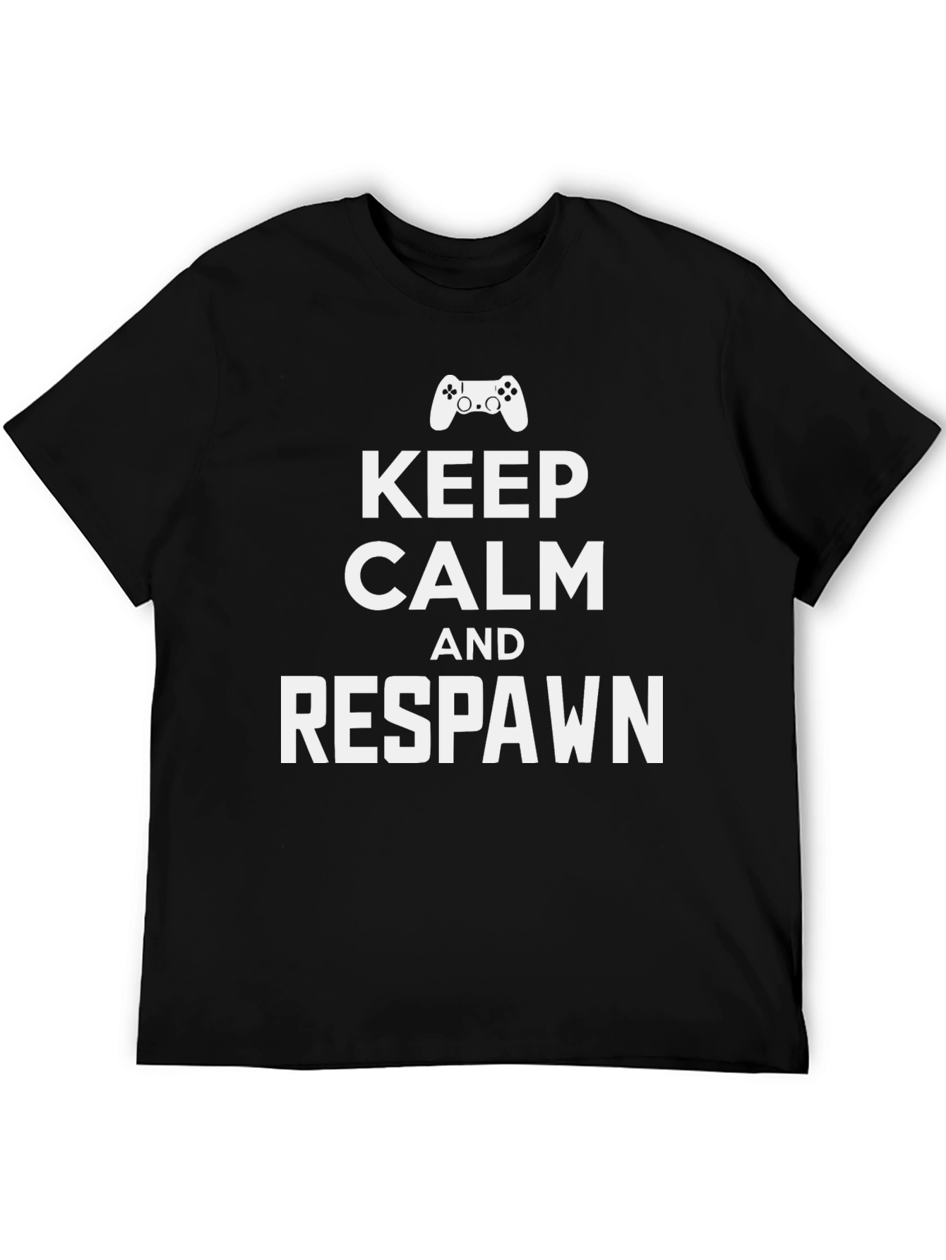 Black Keep Calm and Respawn Black Gaming T-Shirt view 5