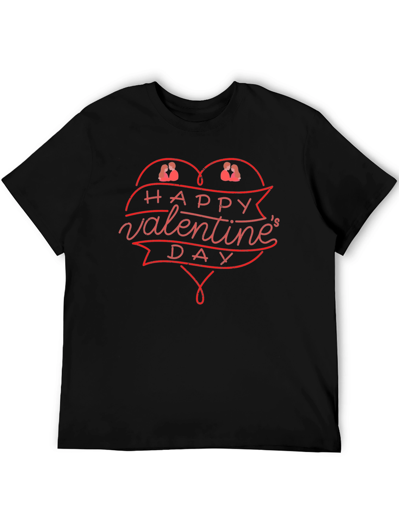 Black Valentine's Day Graphic Tee - Heart Design view 5