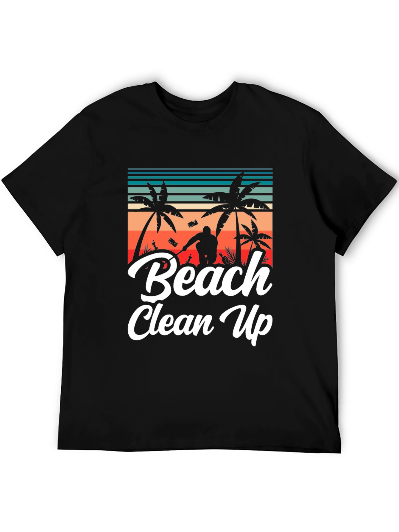 Black Beach Clean Up Graphic T-Shirt, Black view 5