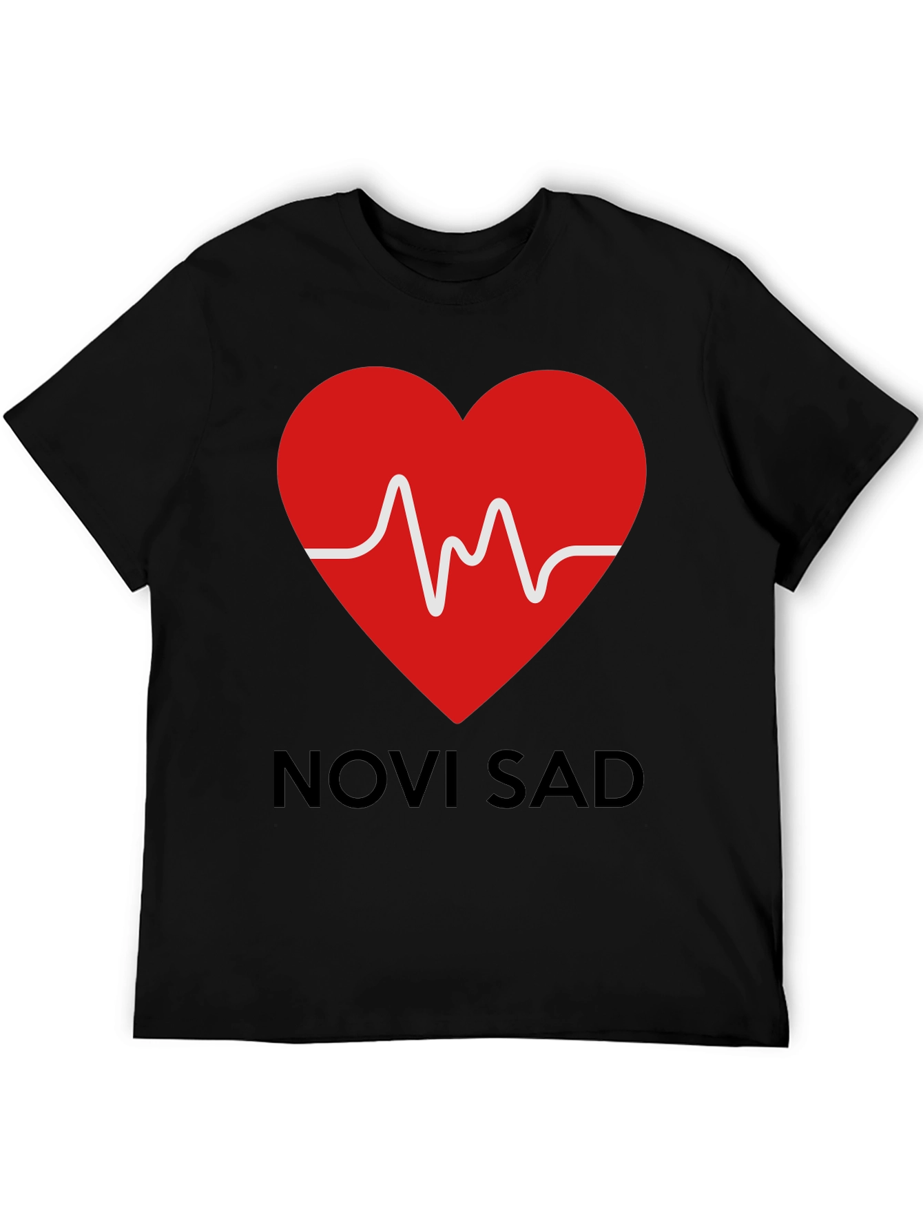 Novi Sad Heartbeat T-Shirt - Black Cotton Tee - 5