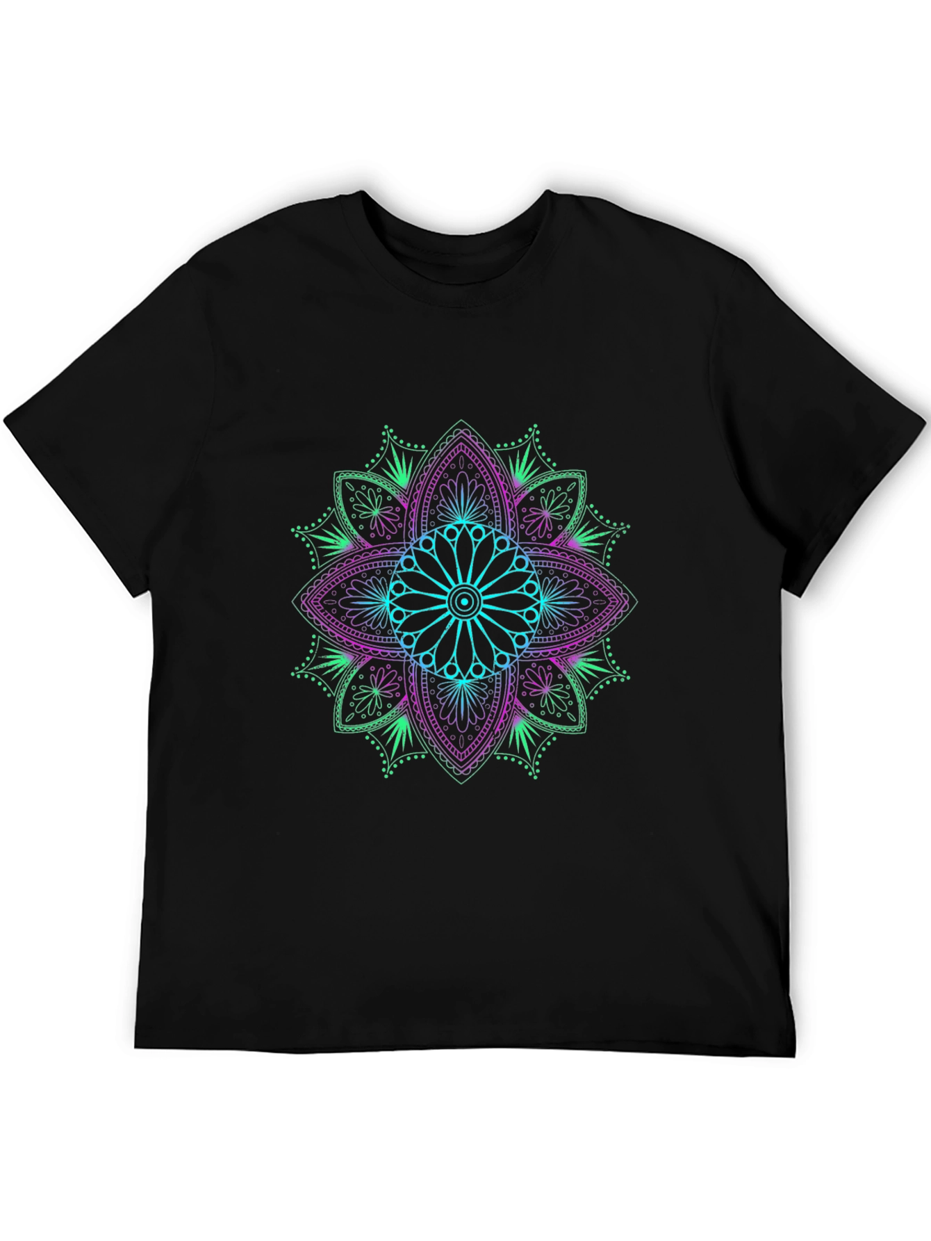 Black Geometric Mandala Graphic Tee - Black view 5