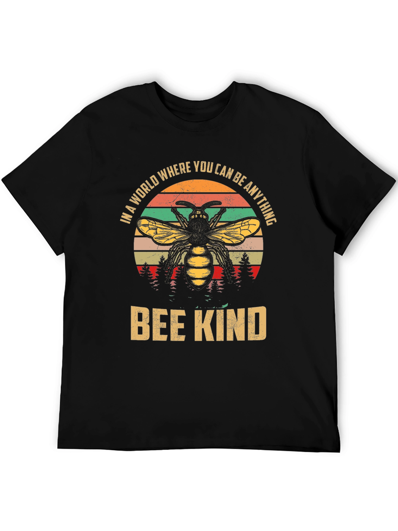 Black Bee Kind Graphic Tee - Trendy Casual Top view 5