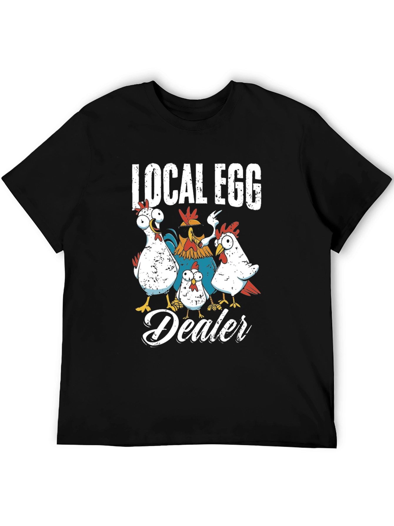 Black Local Egg Dealer Chicken Graphic T-Shirt view 5