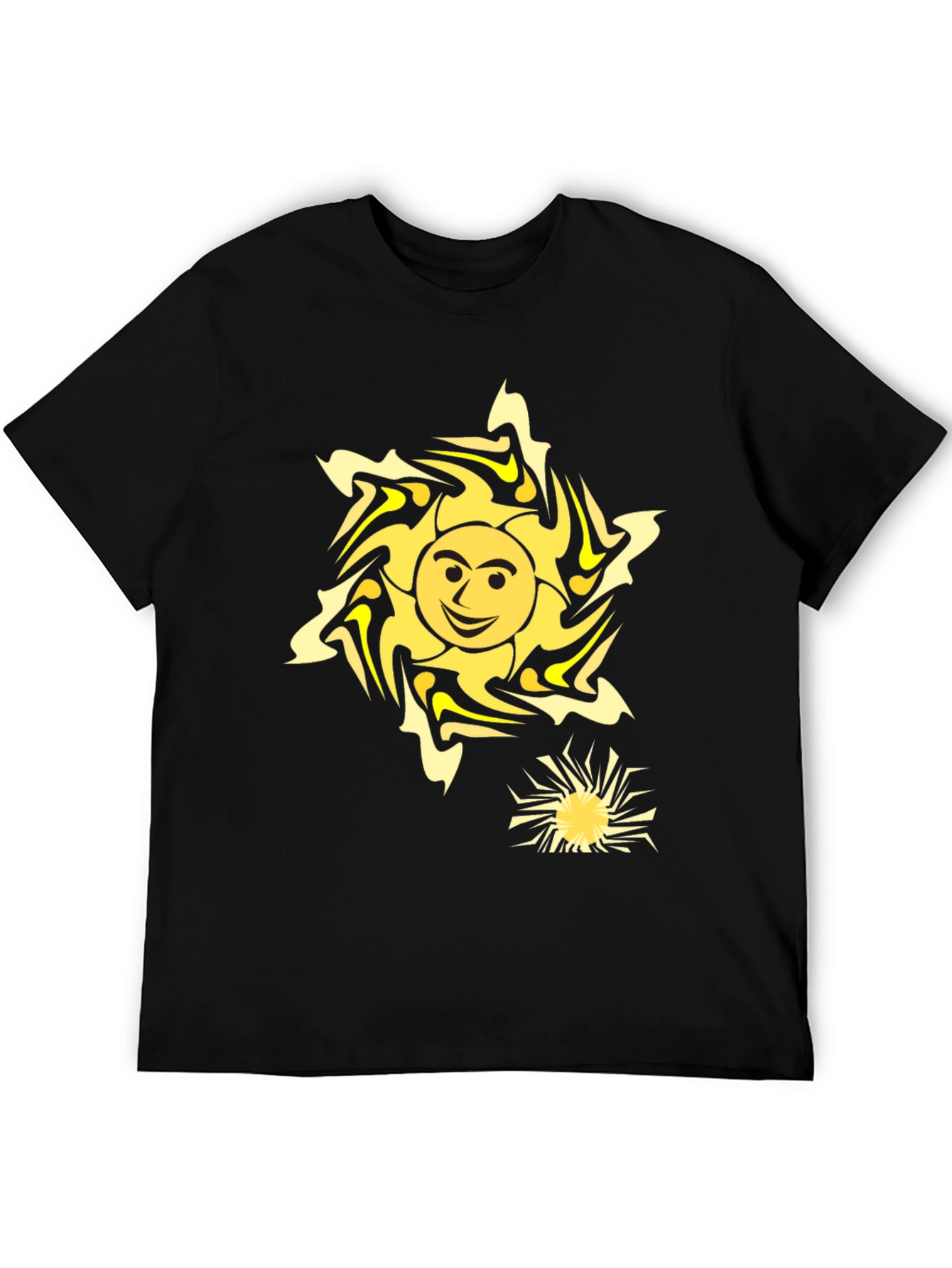 Black Smiling Sun Graphic Tee - Black Cotton Comfort view 5