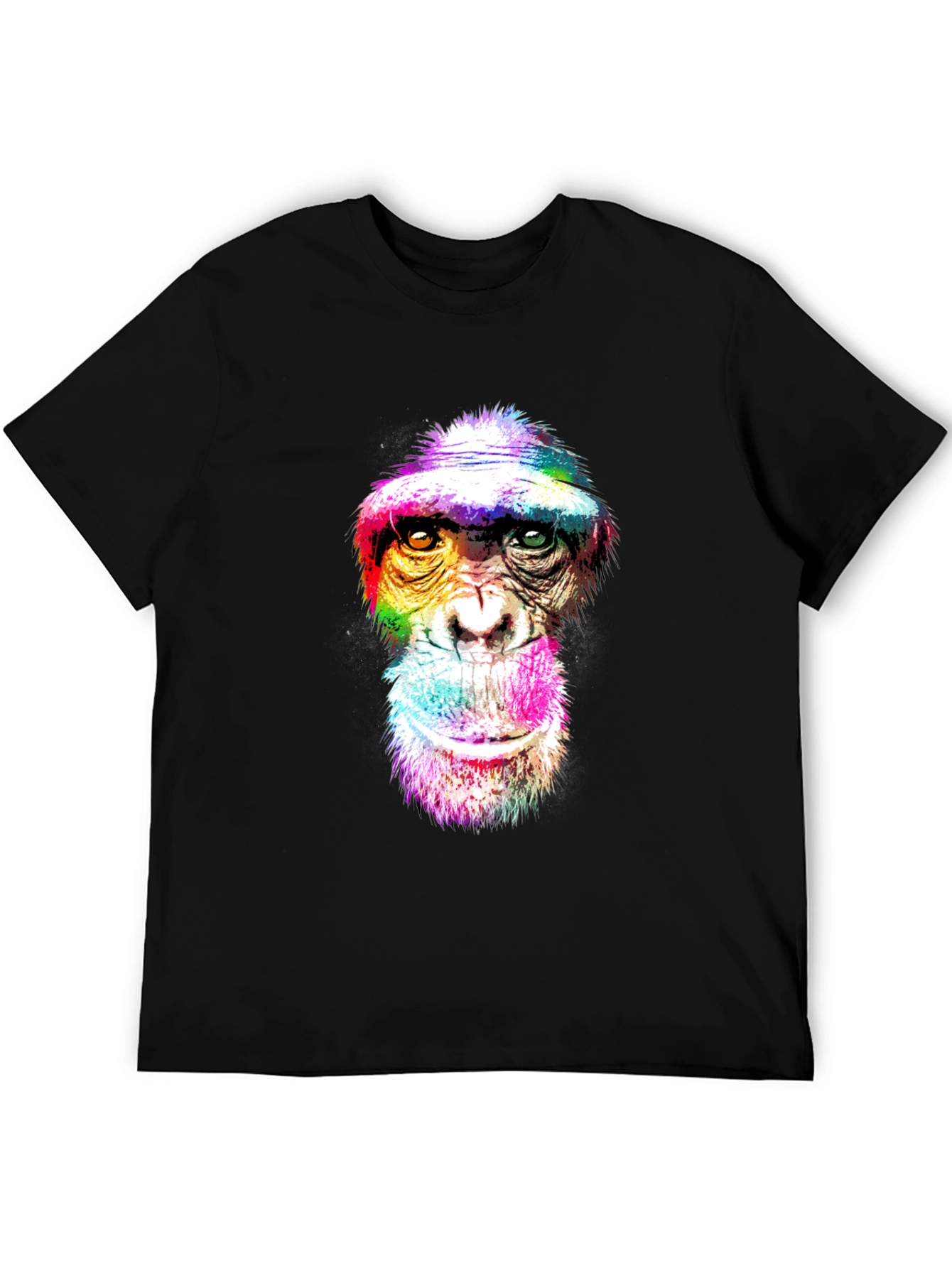 Black Colorful Chimpanzee Graphic Print T-Shirt view 5