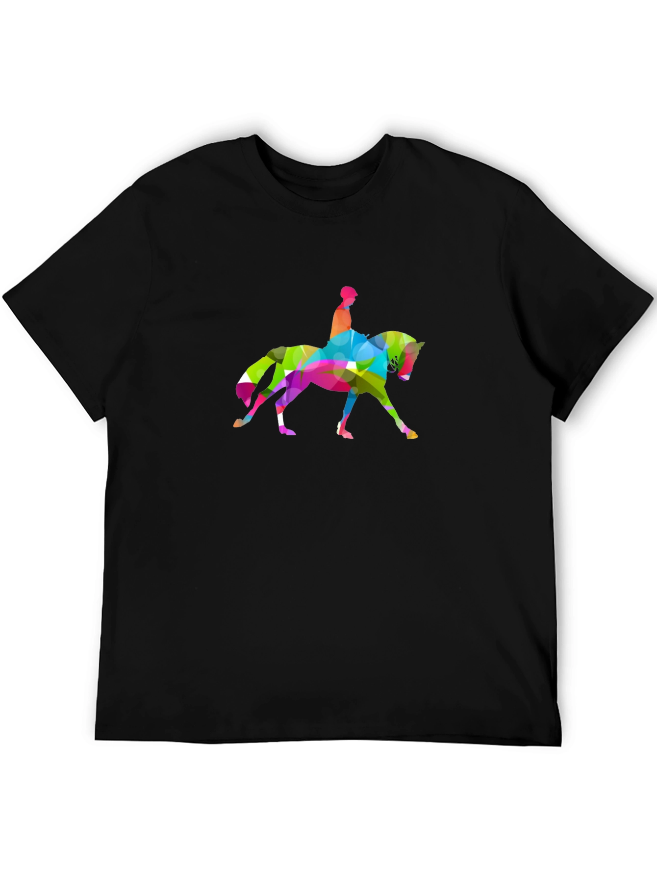 Black Geometric Horse Rider Graphic Tee - Stylish Black T-Shirt view 5