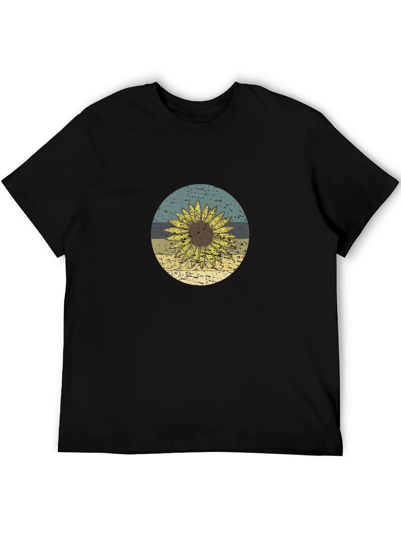 Black Sunflower Graphic Tee - Black Cotton T-Shirt view 5