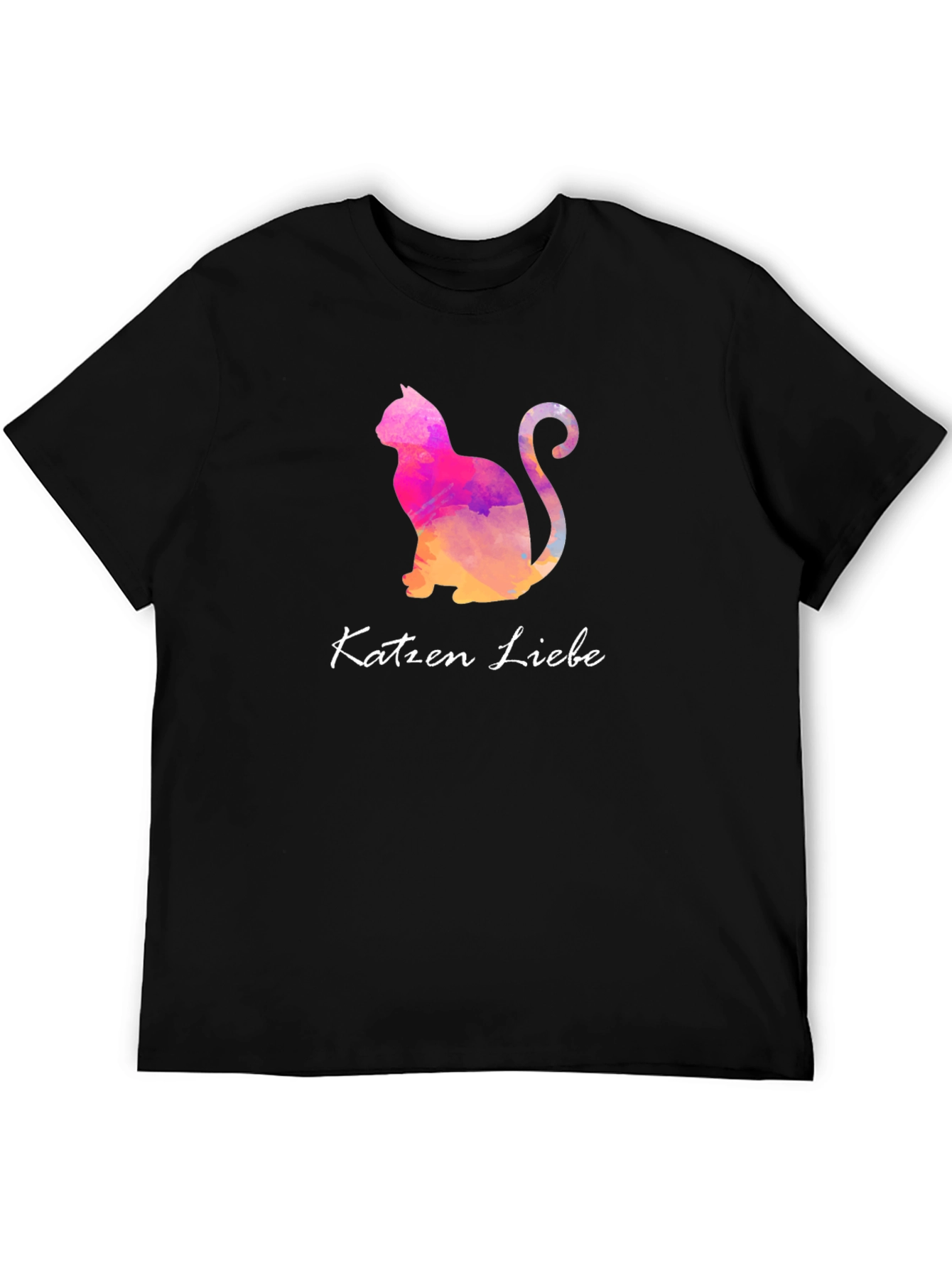 Black Cat Lover T-Shirt - Katzen Liebe Watercolor view 5
