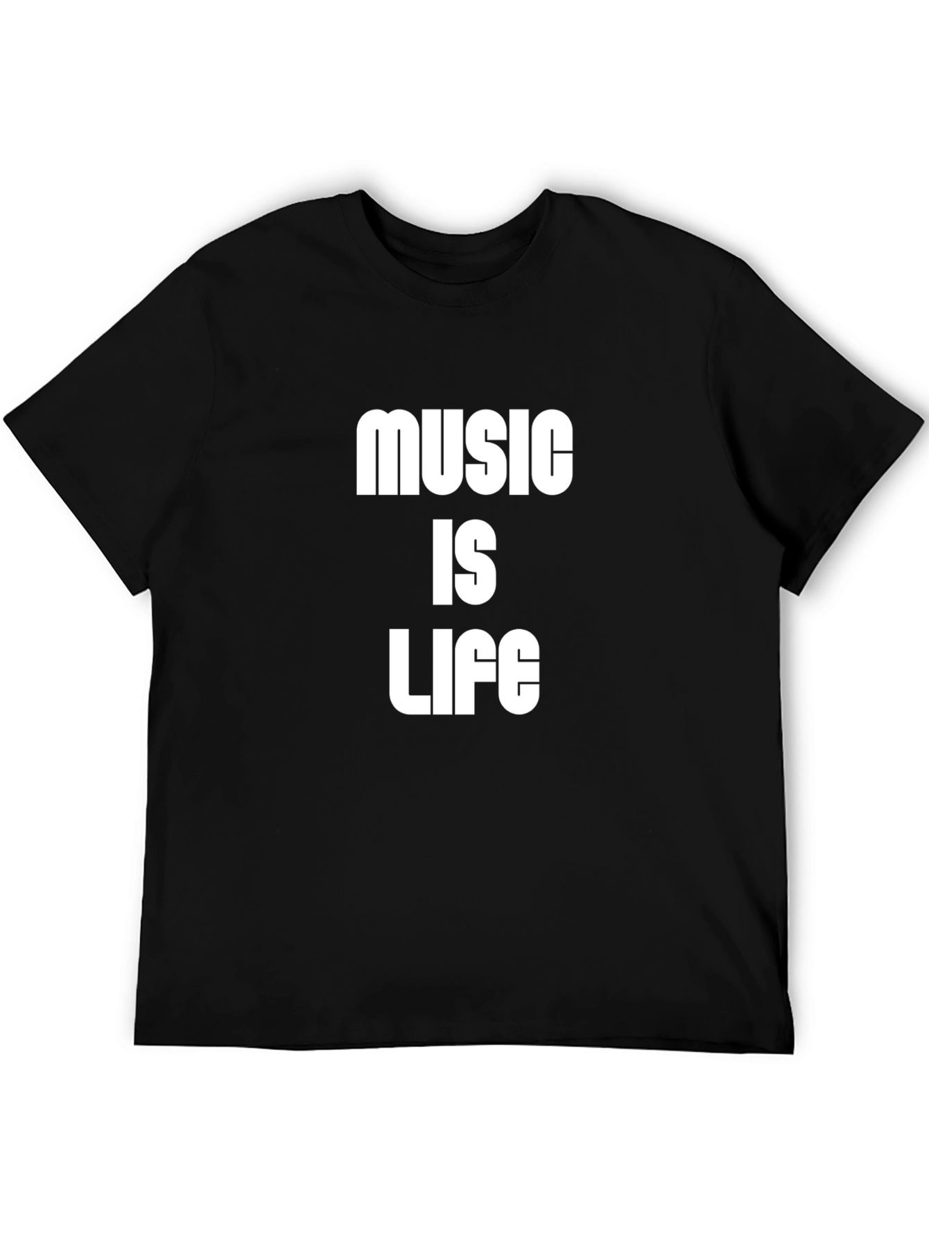 Black Music Is Life Graphic Tee - Black Cotton T-Shirt view 5