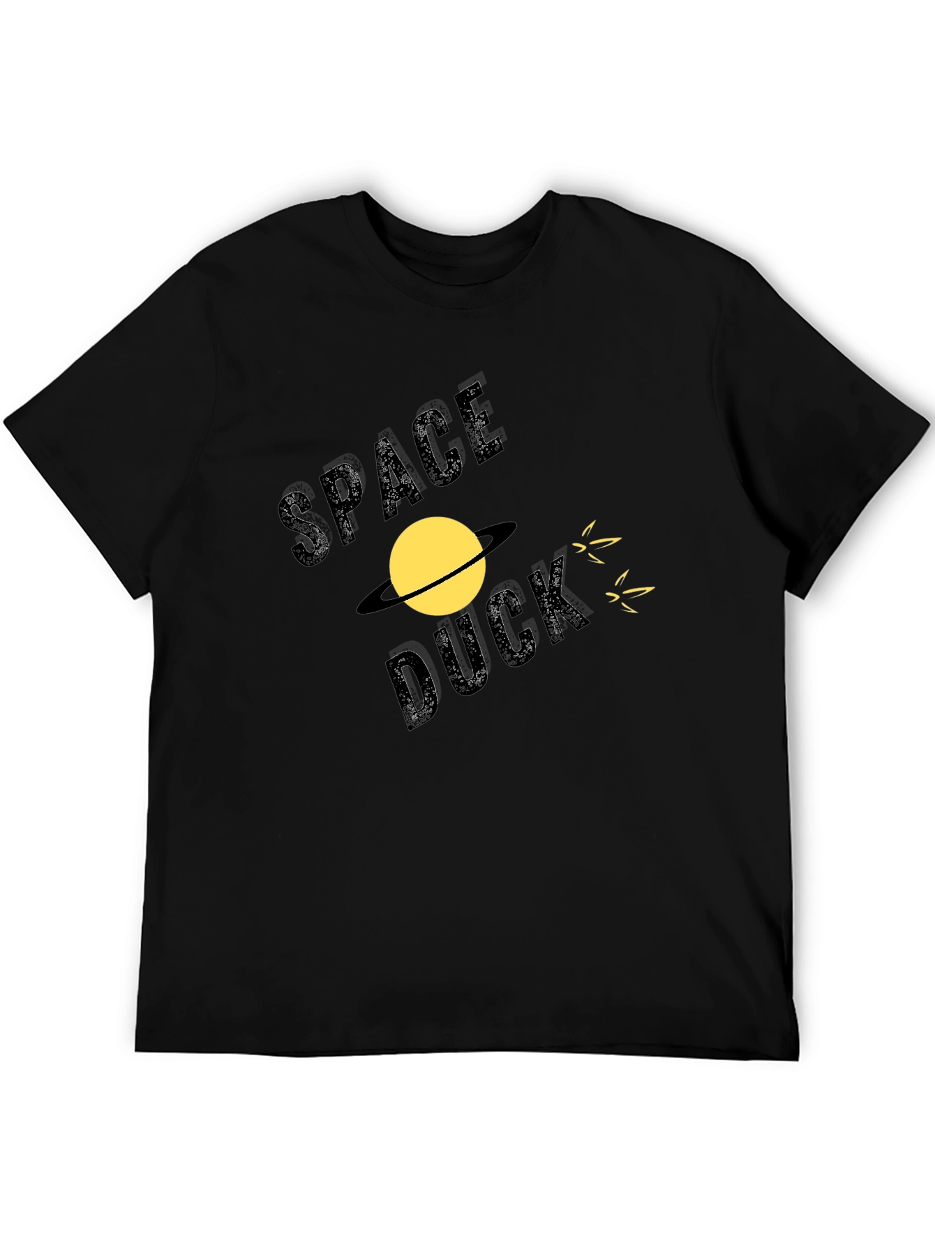 Black Space Duck T-Shirt - Novelty Graphic Tee view 5