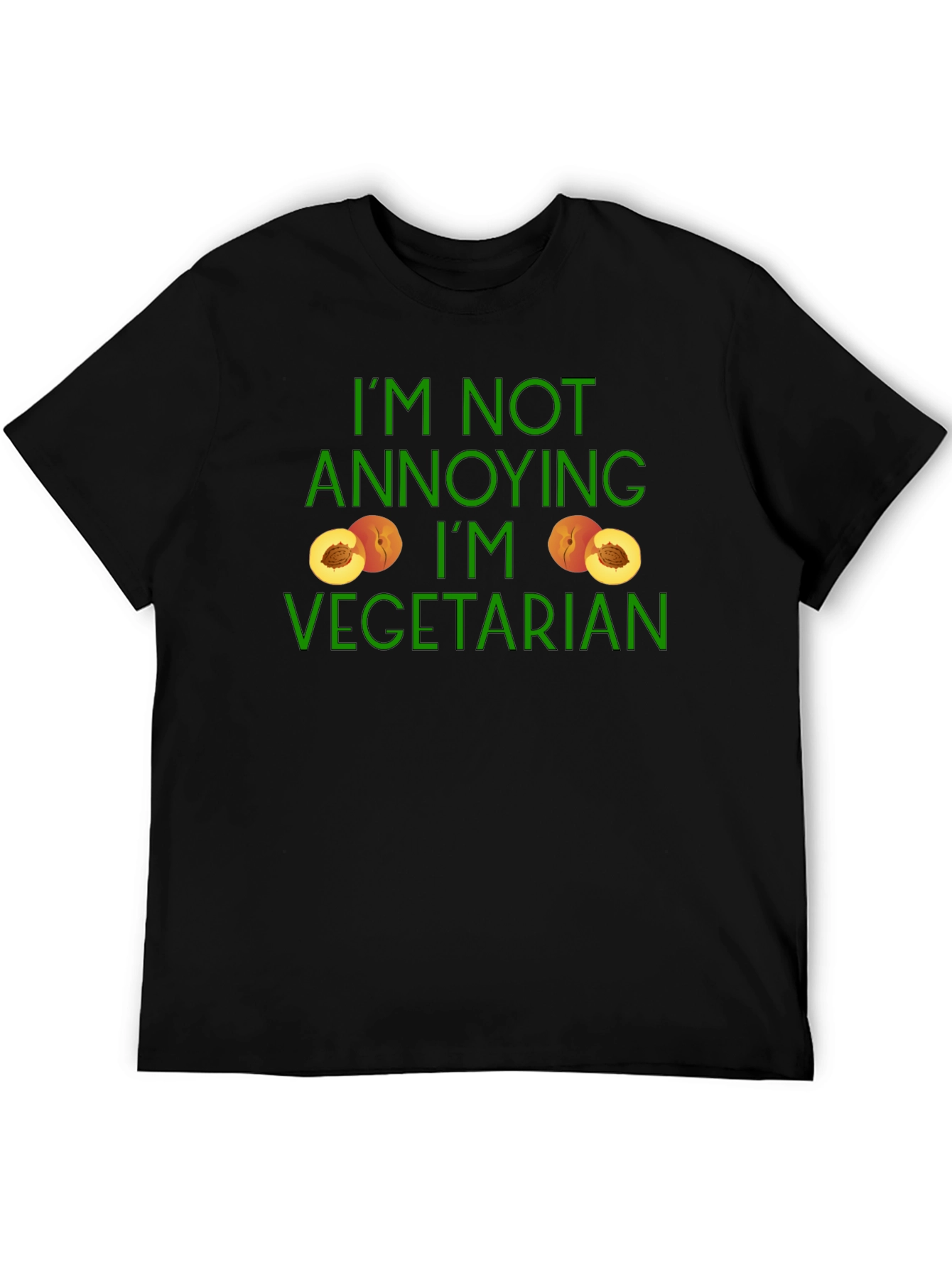 Black Vegetarian Peach Graphic Tee - Black Cotton Blend view 5