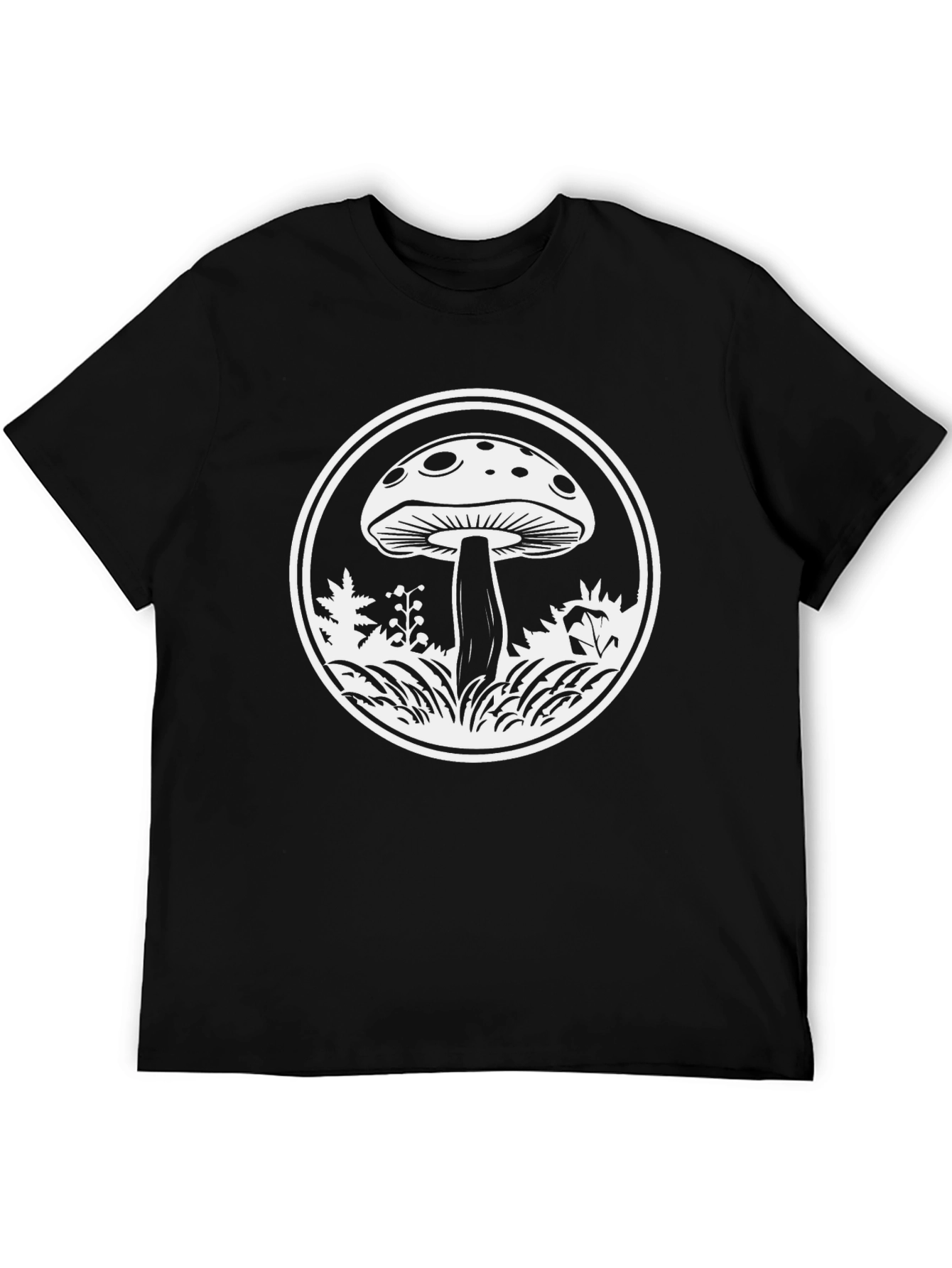 Black Mushroom Graphic Tee - Black Cotton Blend view 5