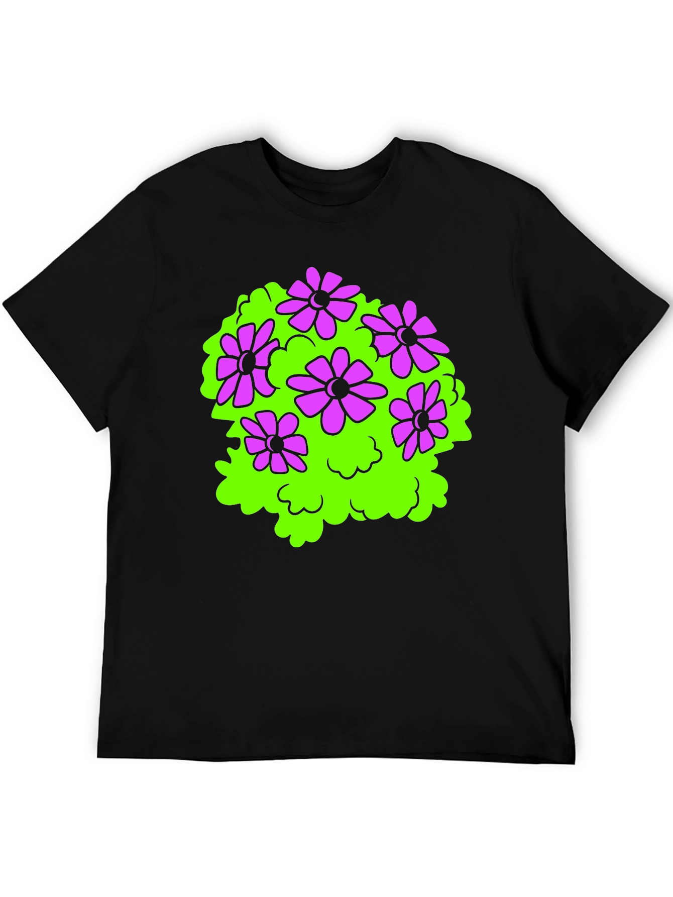 Black Black T-Shirt with Floral Bush Design view 5