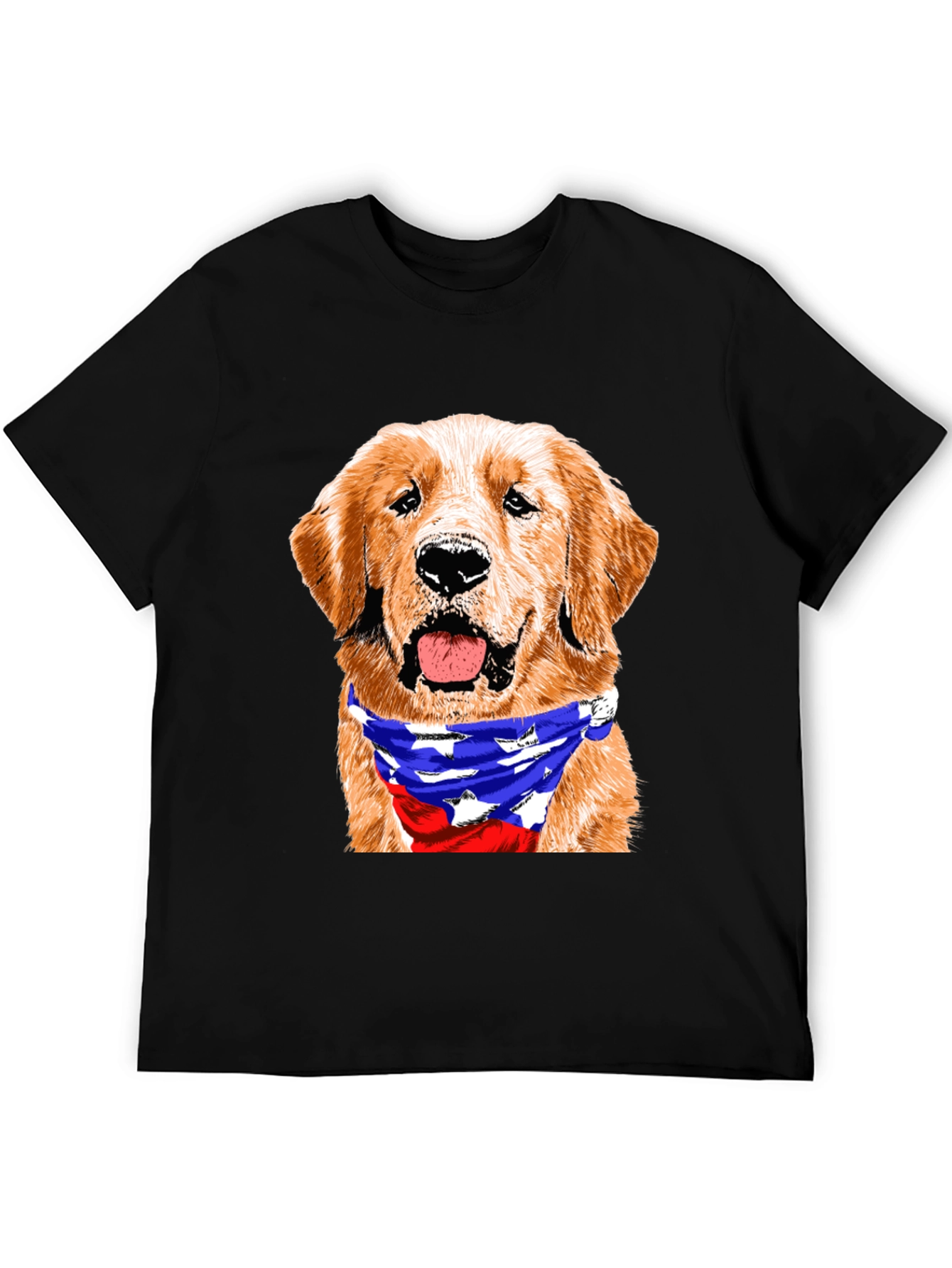 Black Golden Retriever American Flag Bandana T-Shirt view 5