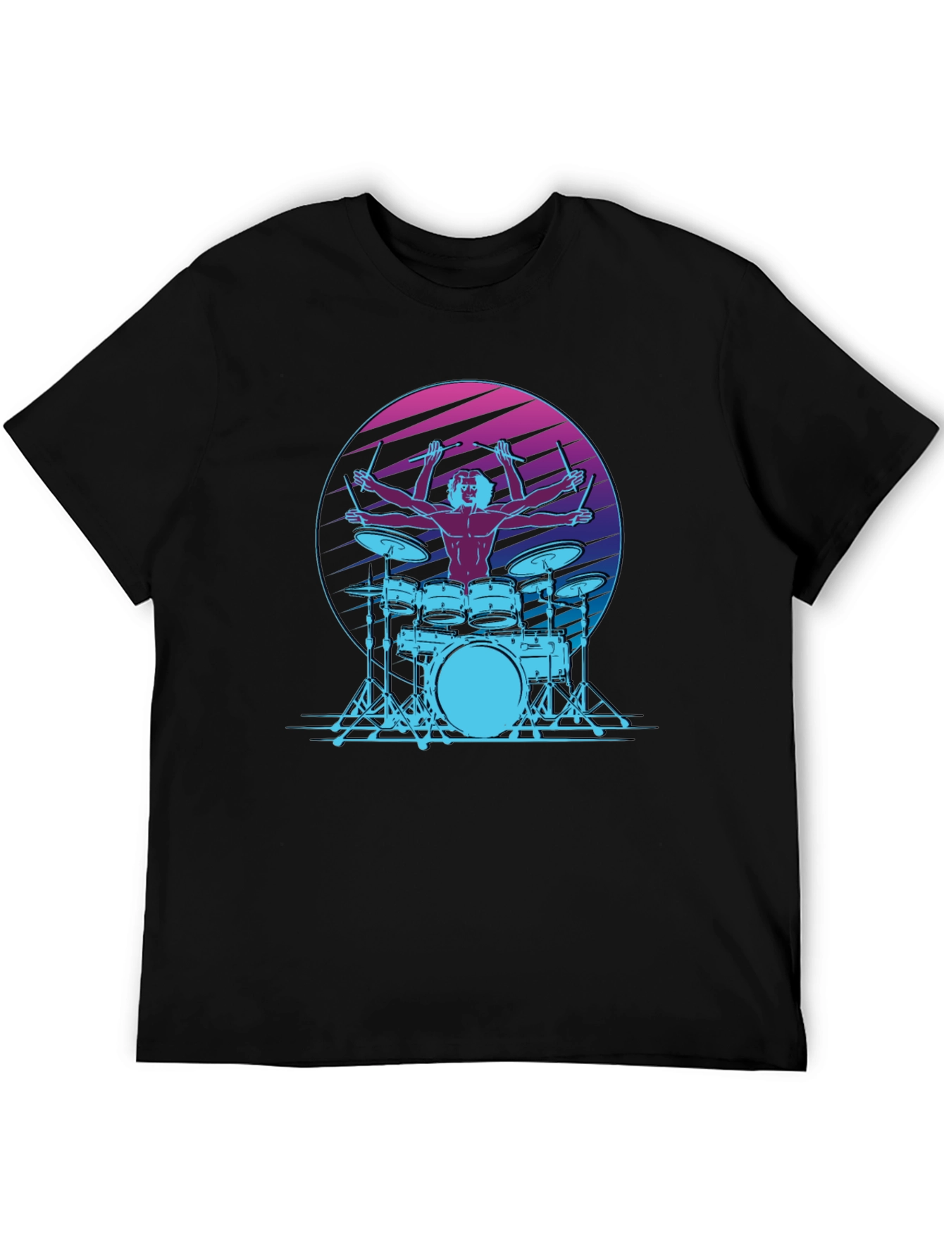 Black Drummer Graphic Tee - Cool Retro Design view 5