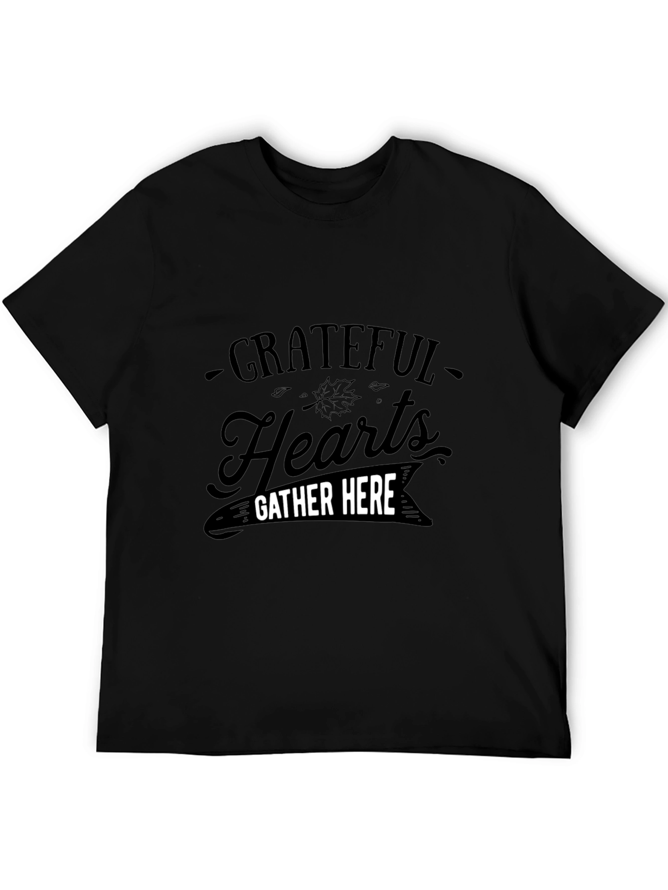 Black Grateful Hearts Gather Here Black T-Shirt view 5