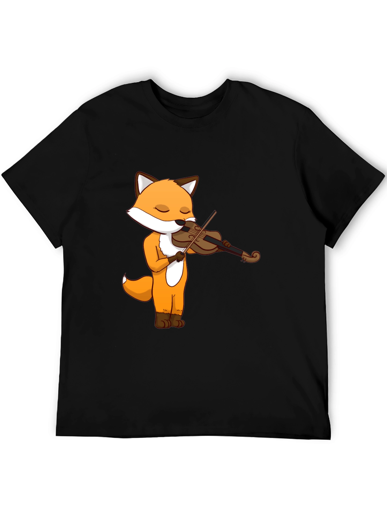 Black Fox Violinist Graphic Tee - Unisex Cotton T-Shirt view 5