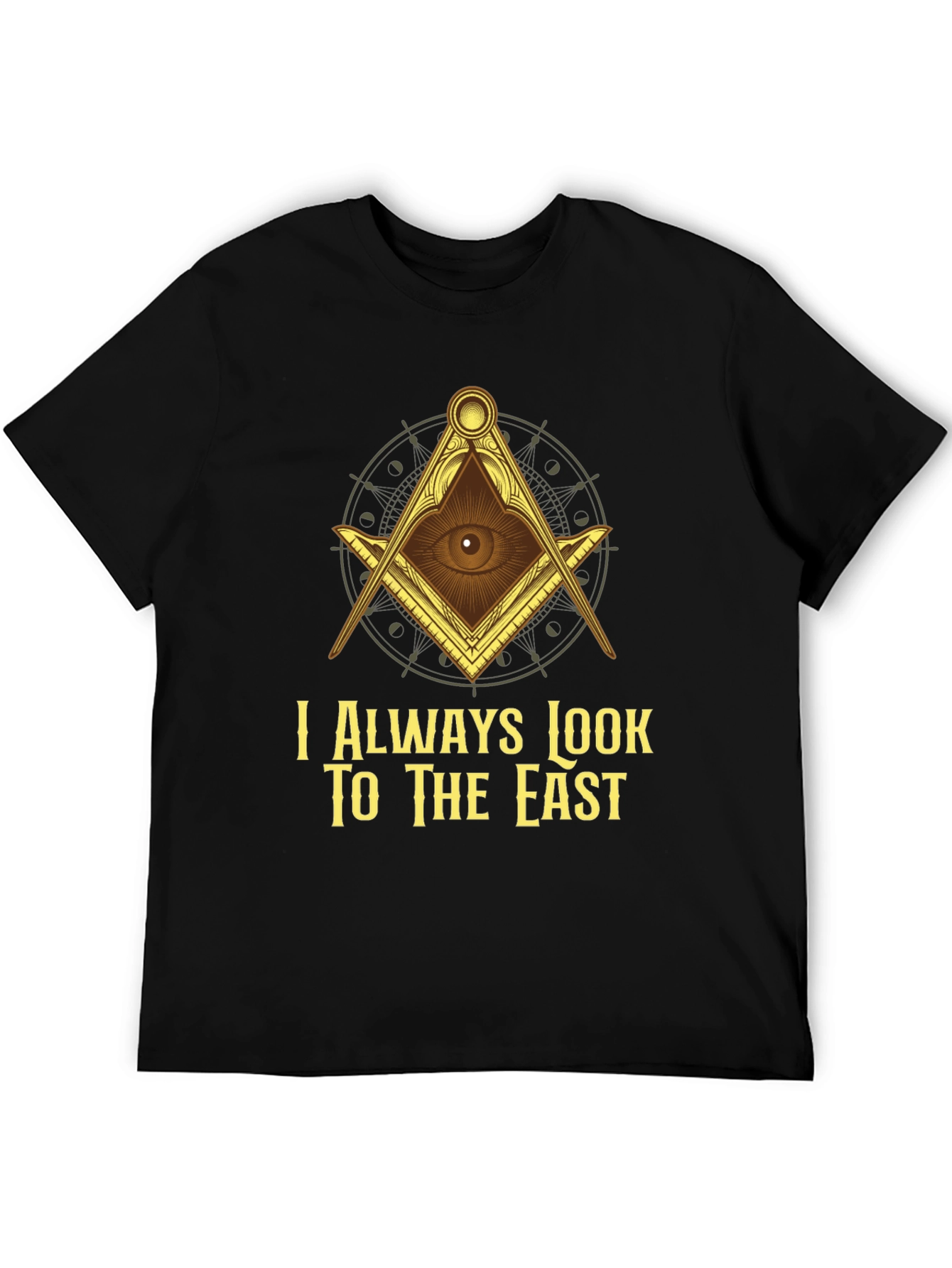 Black Masonic Eye T-Shirt - I Always Look To The East view 5