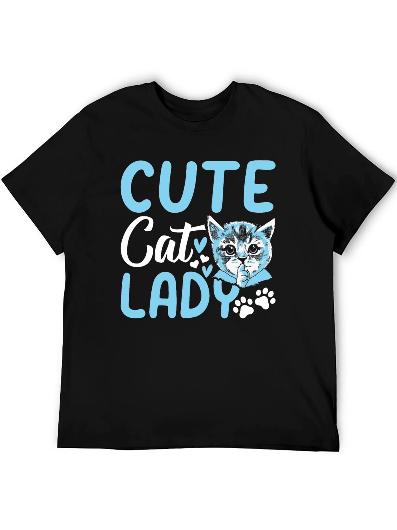 Black Cute Cat Lady Graphic T-Shirt view 5