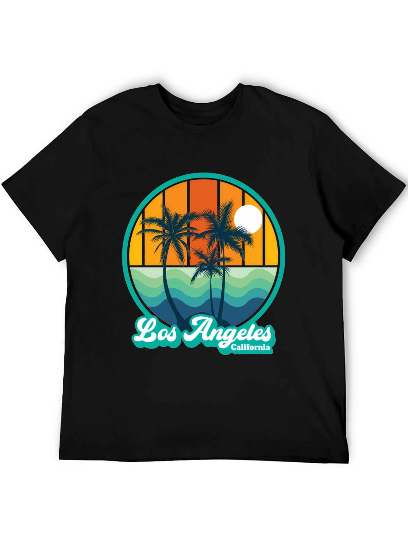 Black Los Angeles California Palms Graphic T-Shirt view 5