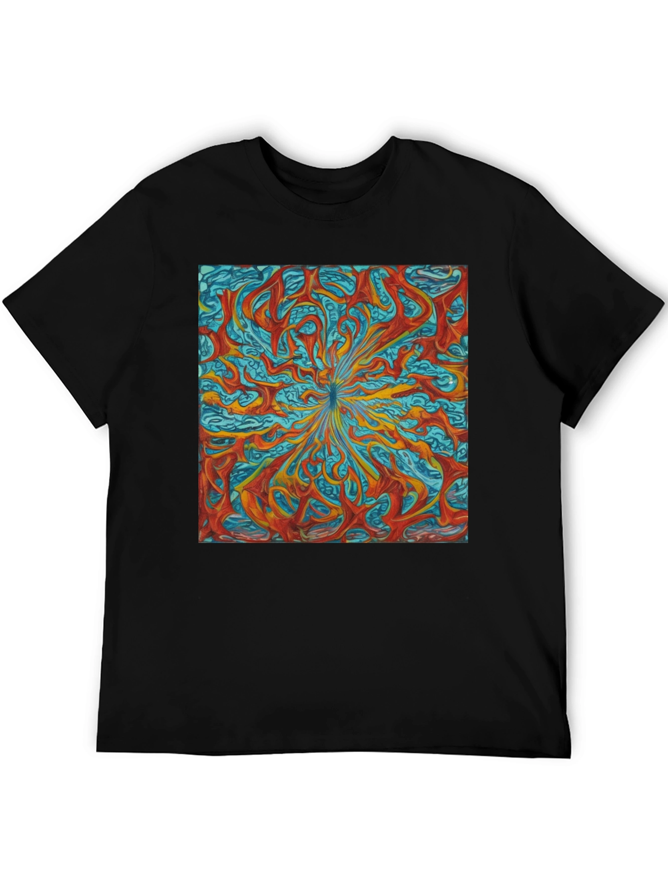 Black Abstract Art Graphic Tee - Stylish Men's T-Shirt view 5