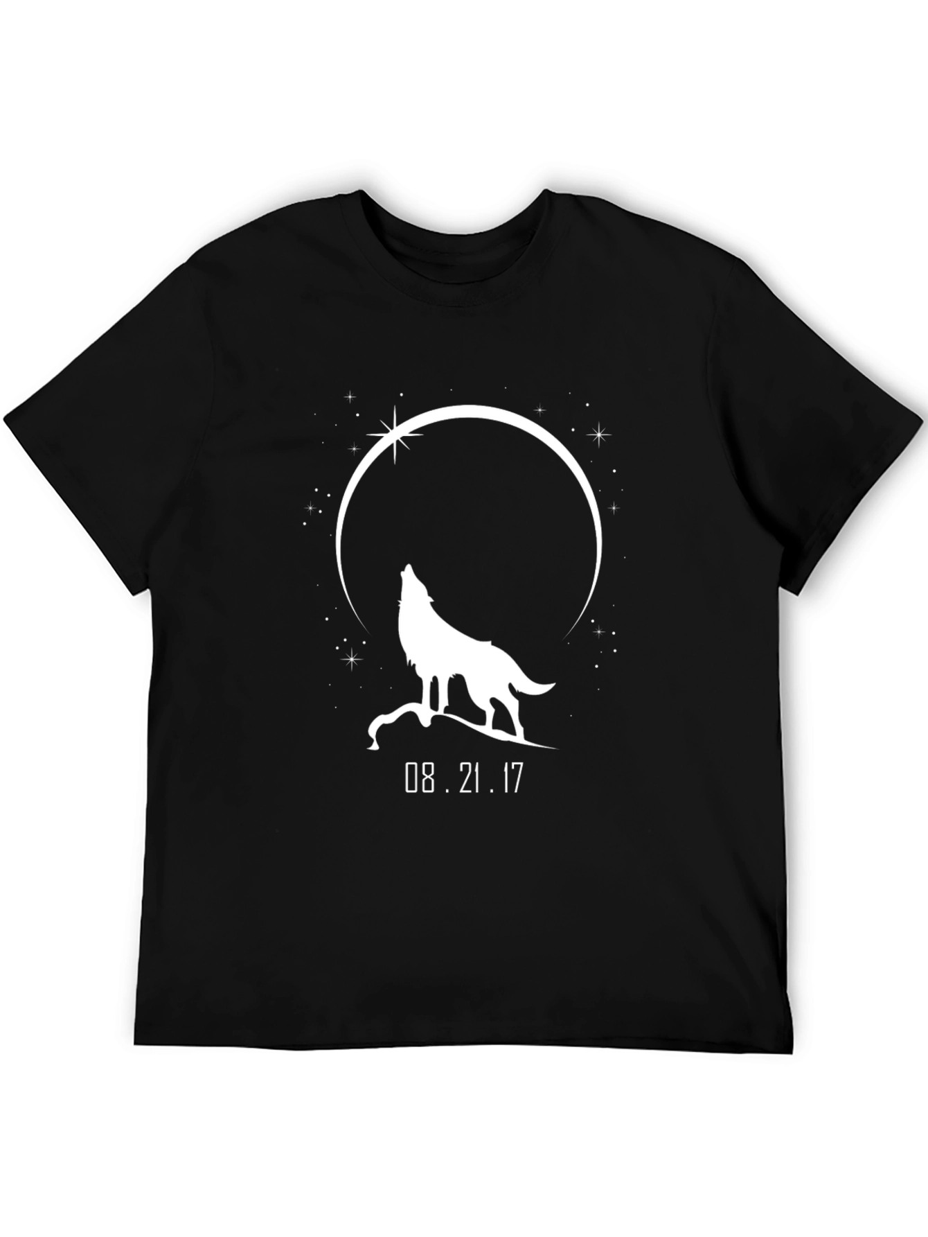 Black Wolf Howling at Moon T-Shirt - August 21, 2017 Eclipse view 5