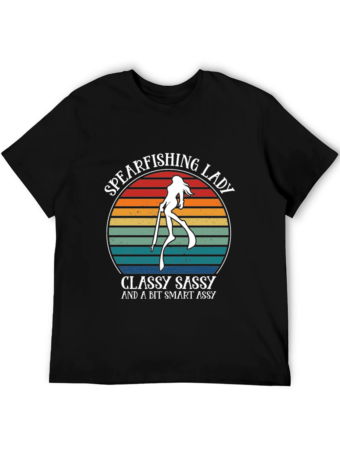 Black Spearfishing Lady T-Shirt - Classy Sassy Smart Assy view 5
