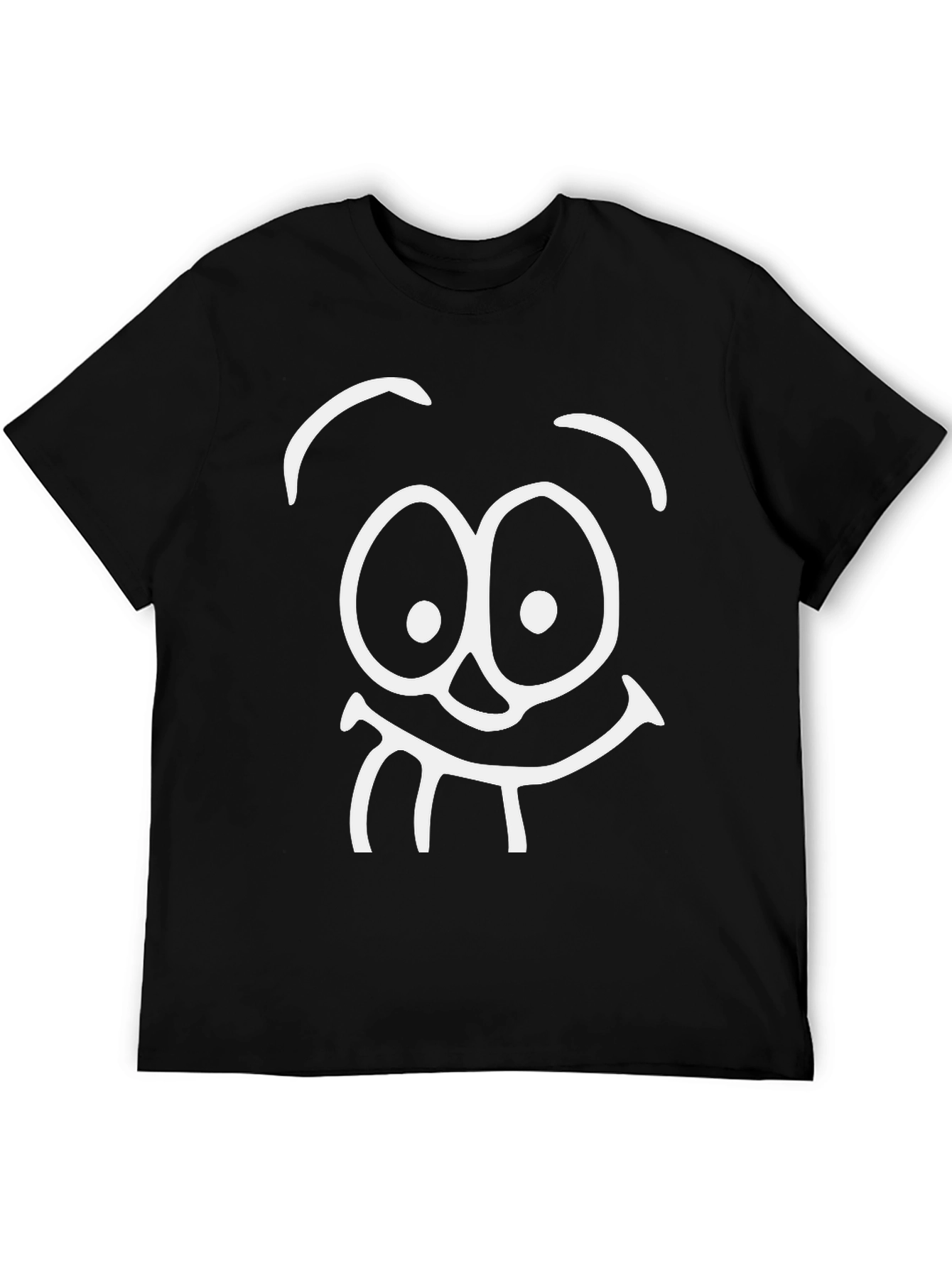 Black Funny Face Black T-Shirt - Cartoon Style view 5