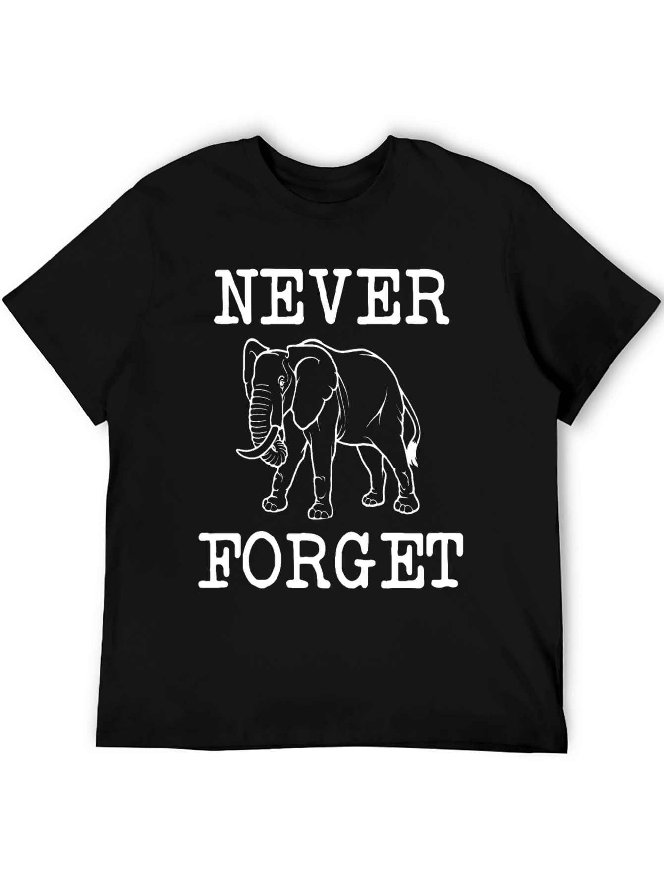 Black Never Forget Elephant Graphic T-Shirt view 5