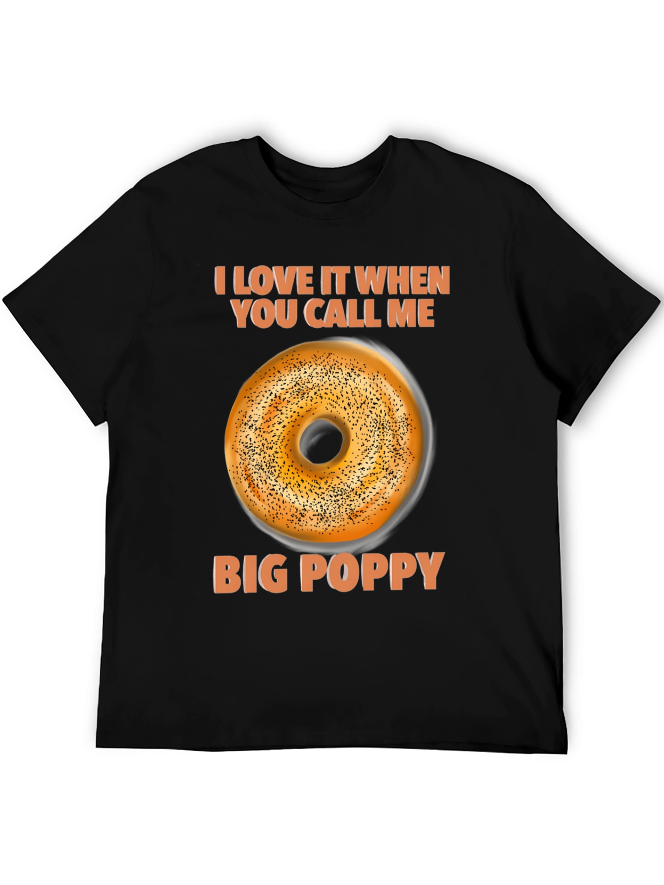 Black Big Poppy Bagel T-Shirt - Funny Foodie Tee view 5