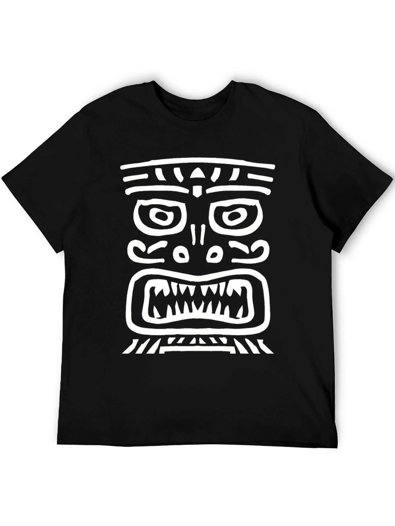 Black Tribal Mask Graphic Tee - Men's Black T-Shirt view 5