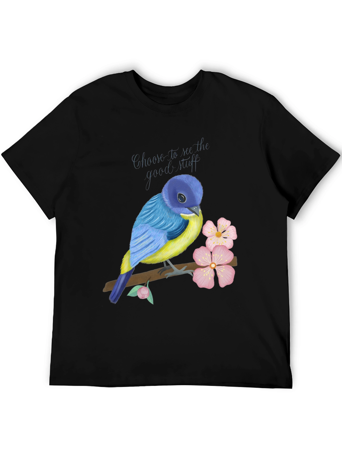 Black Blue Bird Graphic T-Shirt - Choose to See the Good view 5